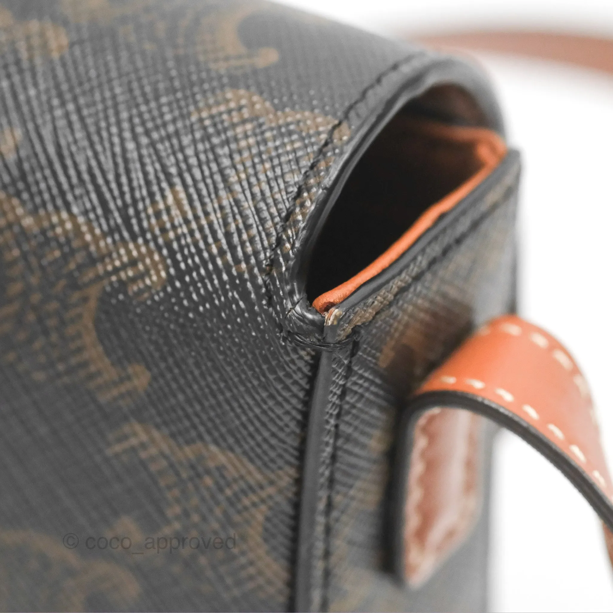 Celine Triomphe Shoulder Bag Tan Calfskin Triomphe Canvas