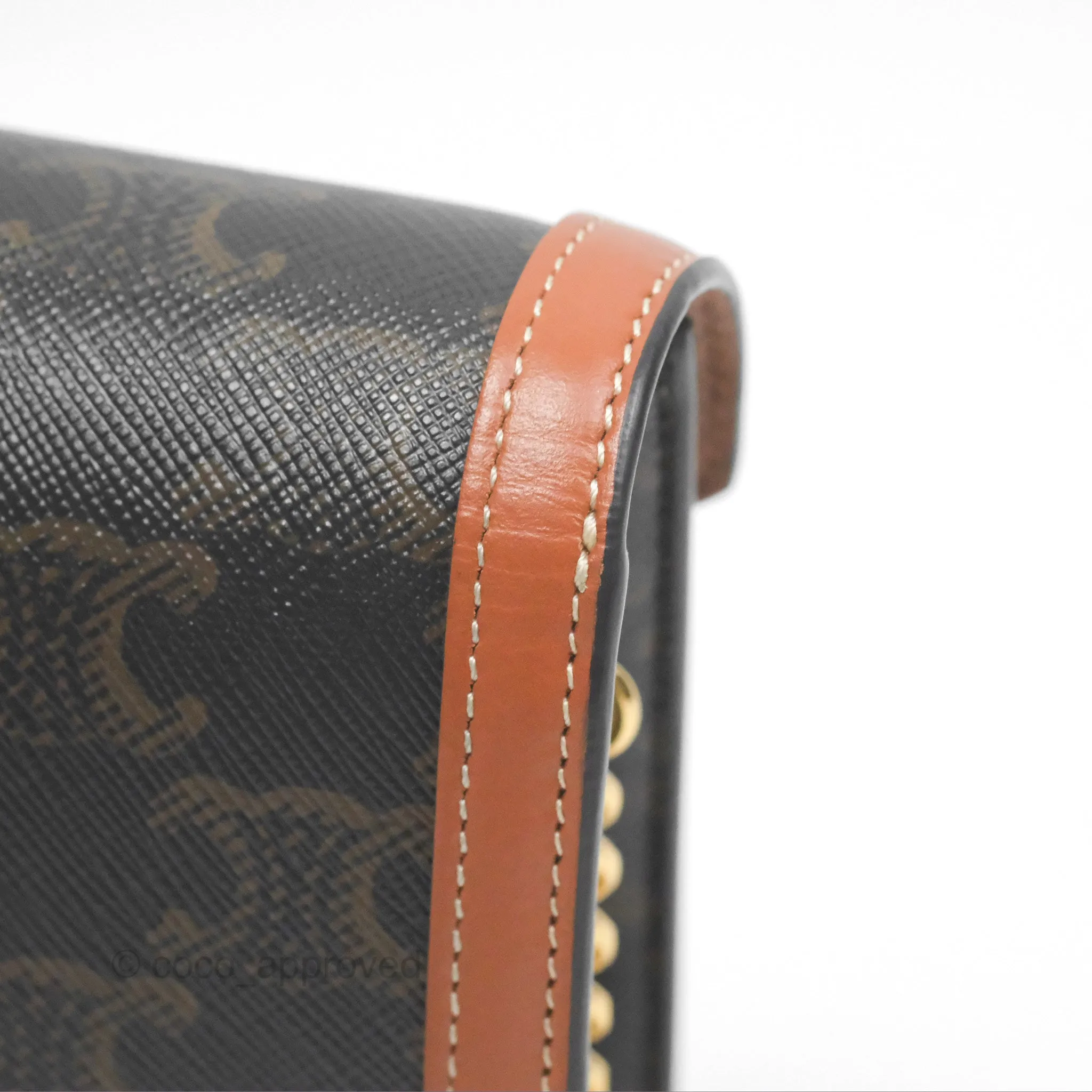 Celine Triomphe Wallet On Chain Canvas Tan Calfskin