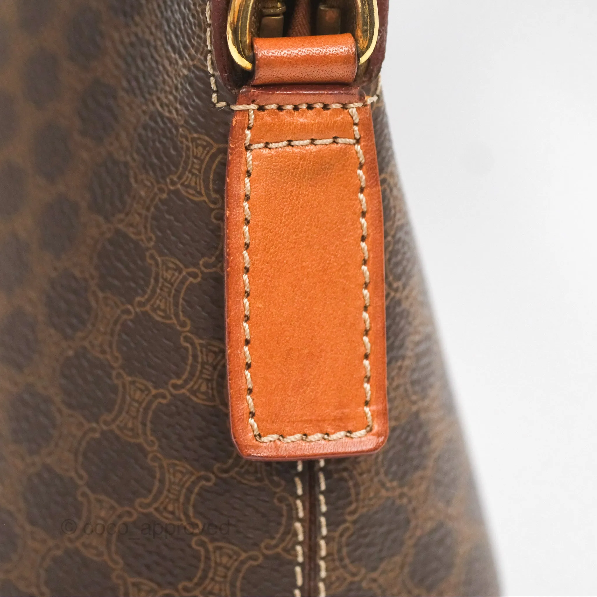 Celine Vintage Macadam Top Handle Bag Tan Brown