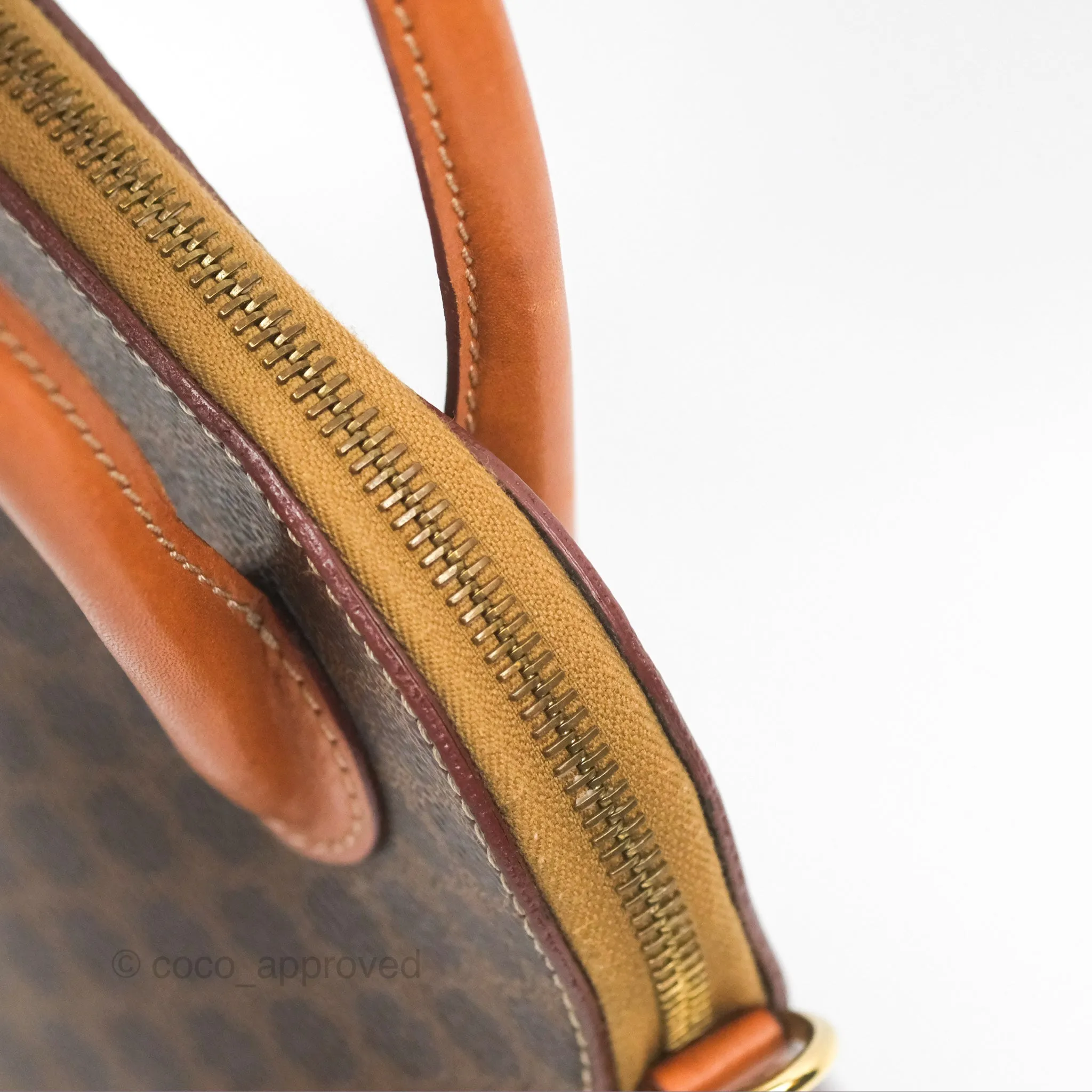 Celine Vintage Macadam Top Handle Bag Tan Brown