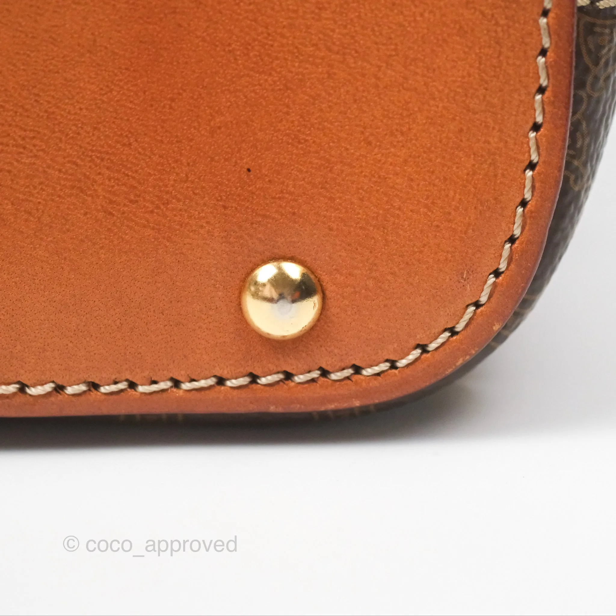 Celine Vintage Macadam Top Handle Bag Tan Brown