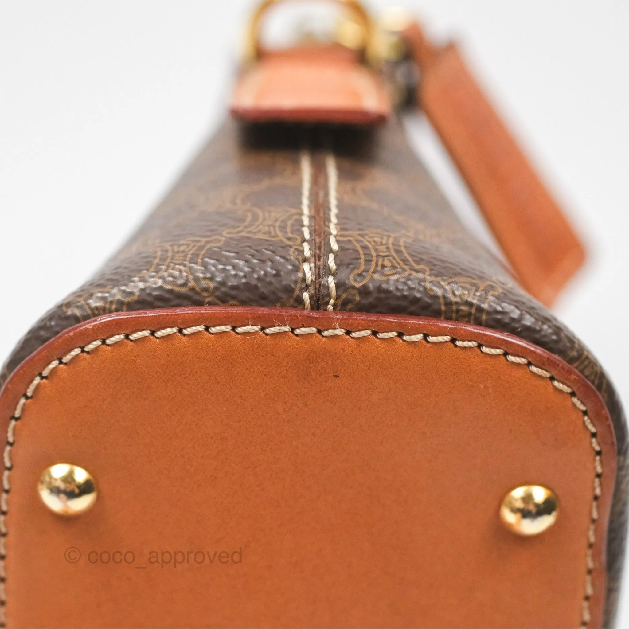 Celine Vintage Macadam Top Handle Bag Tan Brown