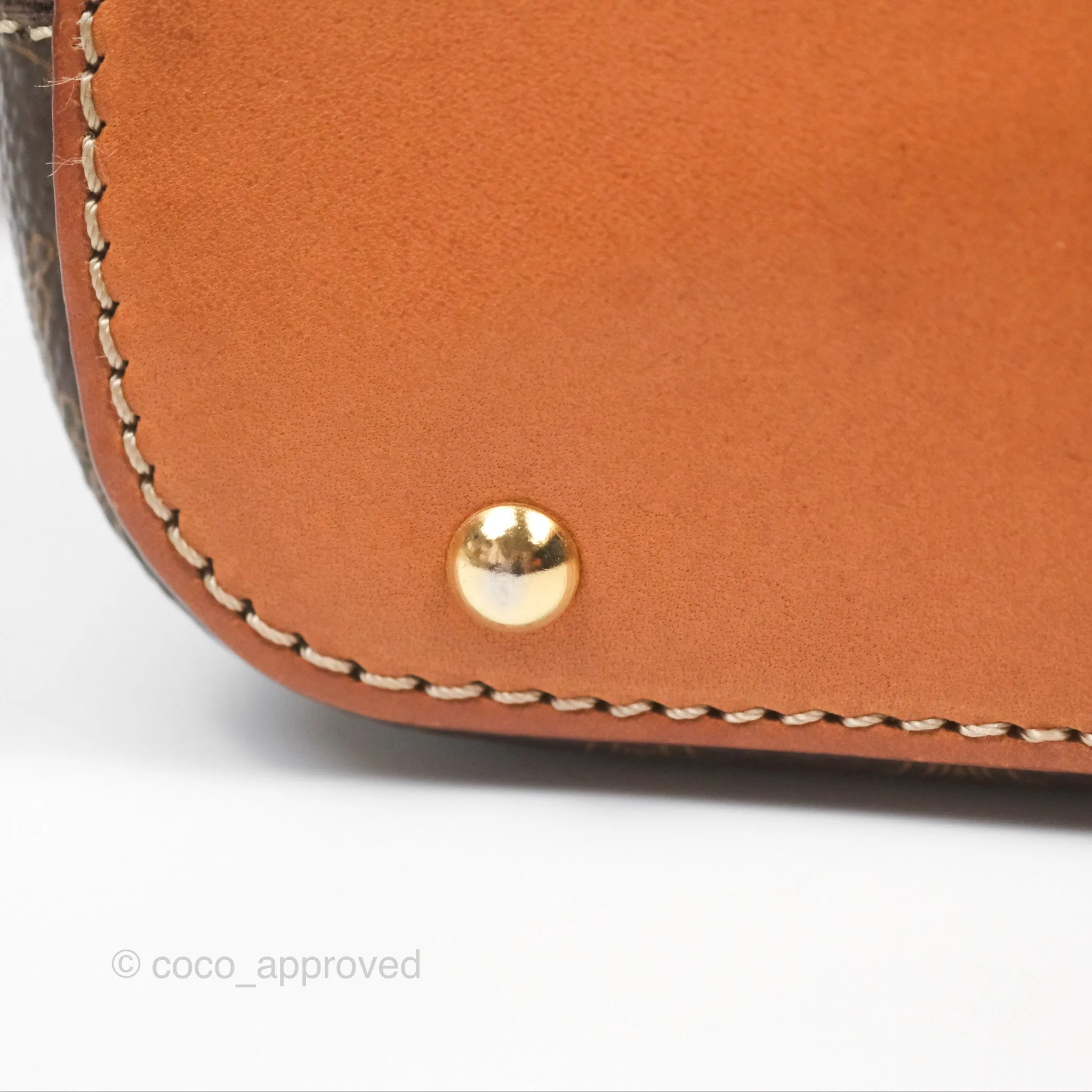 Celine Vintage Macadam Top Handle Bag Tan Brown