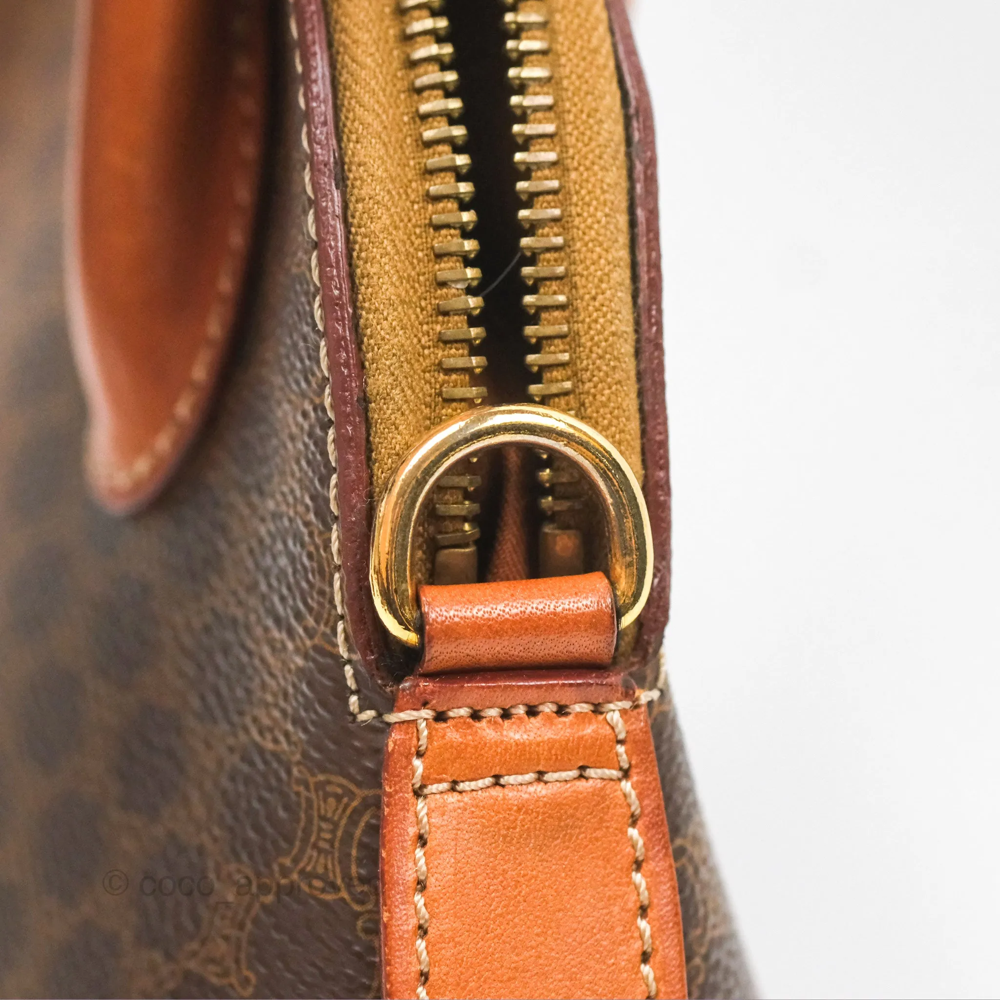 Celine Vintage Macadam Top Handle Bag Tan Brown