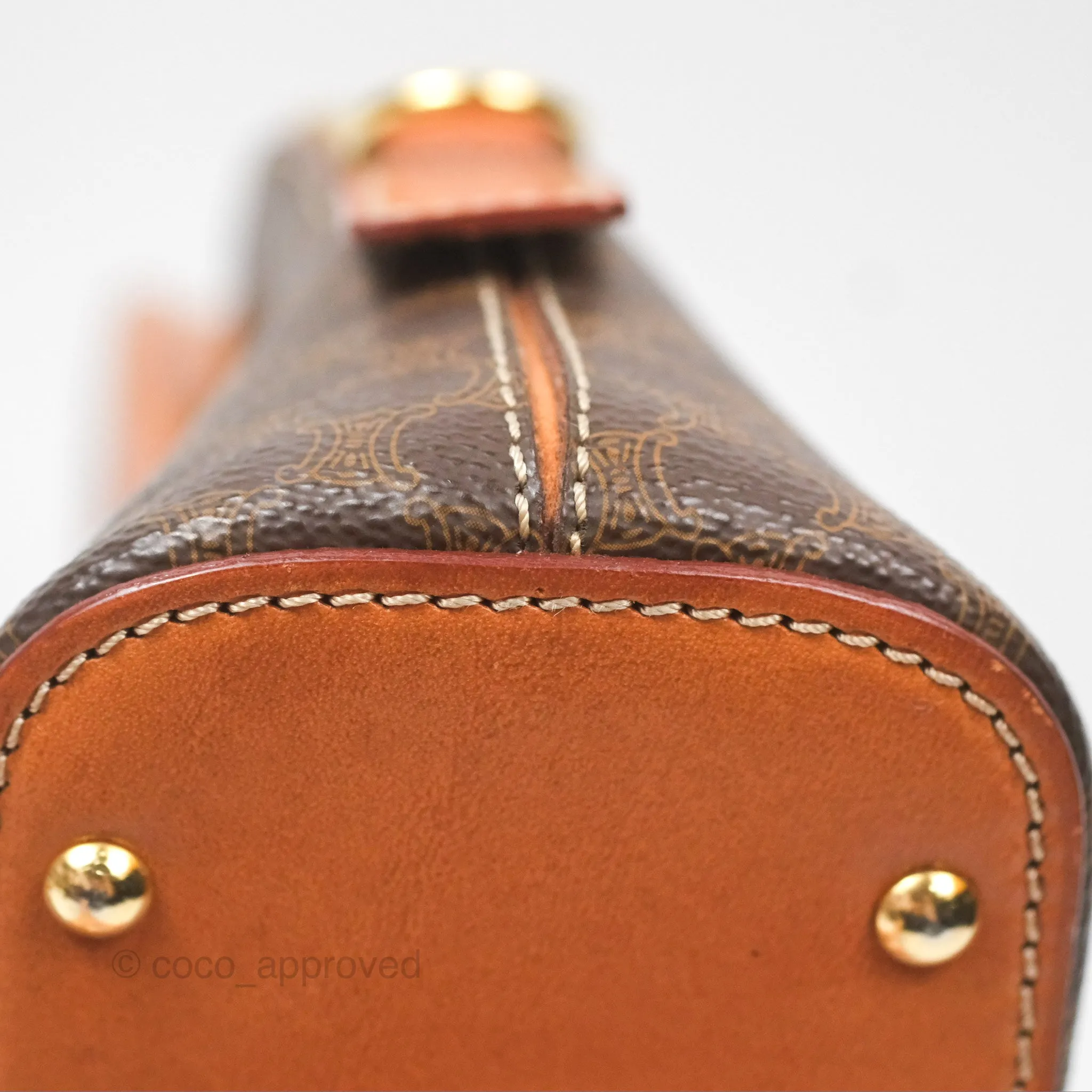Celine Vintage Macadam Top Handle Bag Tan Brown