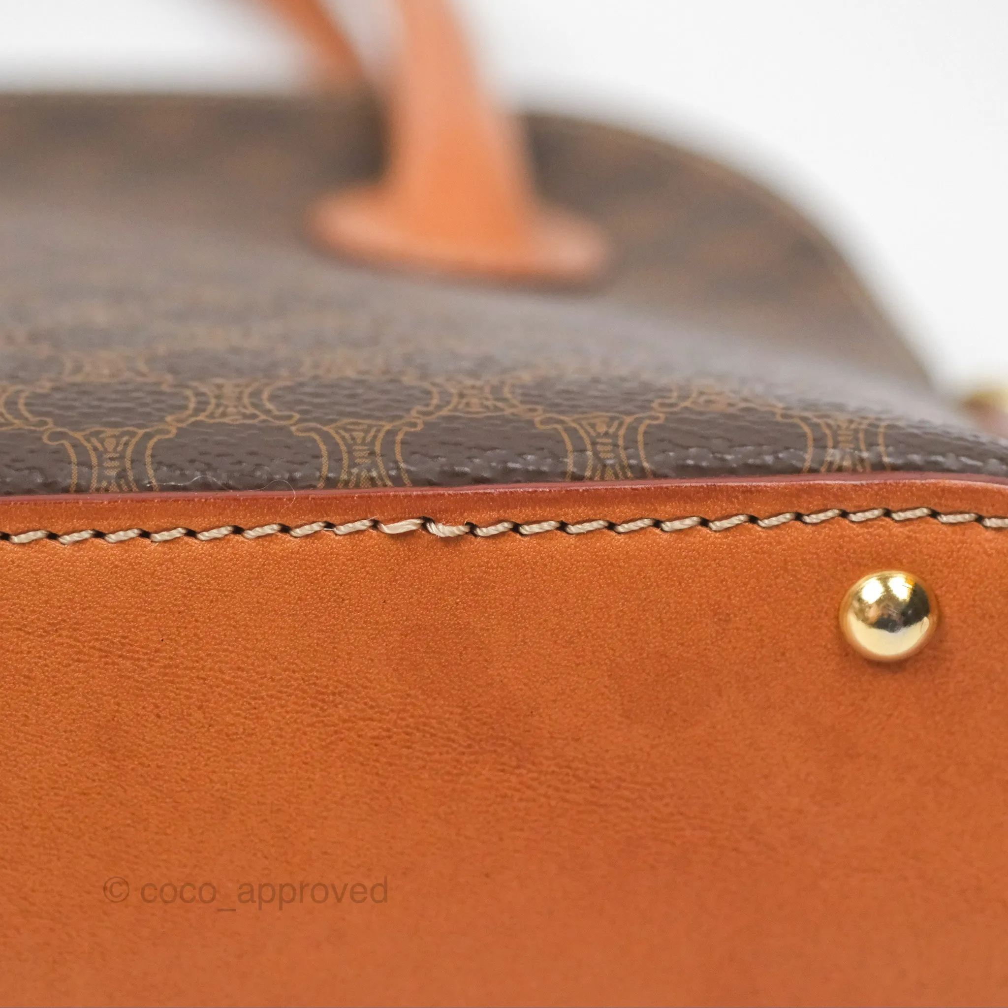 Celine Vintage Macadam Top Handle Bag Tan Brown