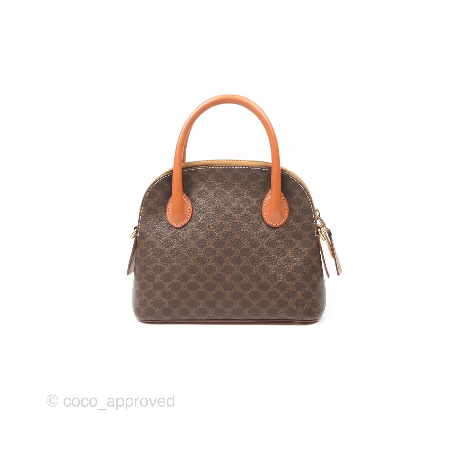 Celine Vintage Macadam Top Handle Bag Tan Brown