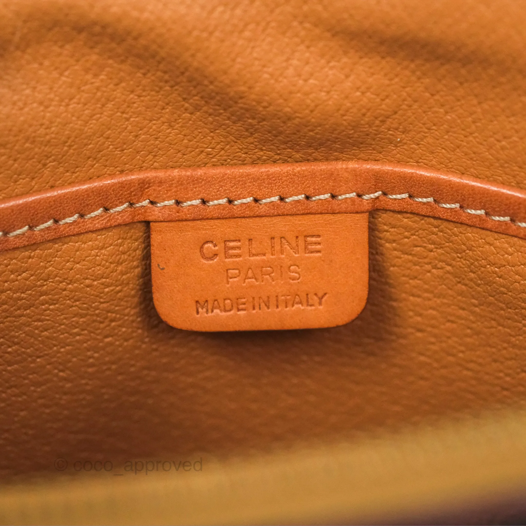 Celine Vintage Macadam Top Handle Bag Tan Brown