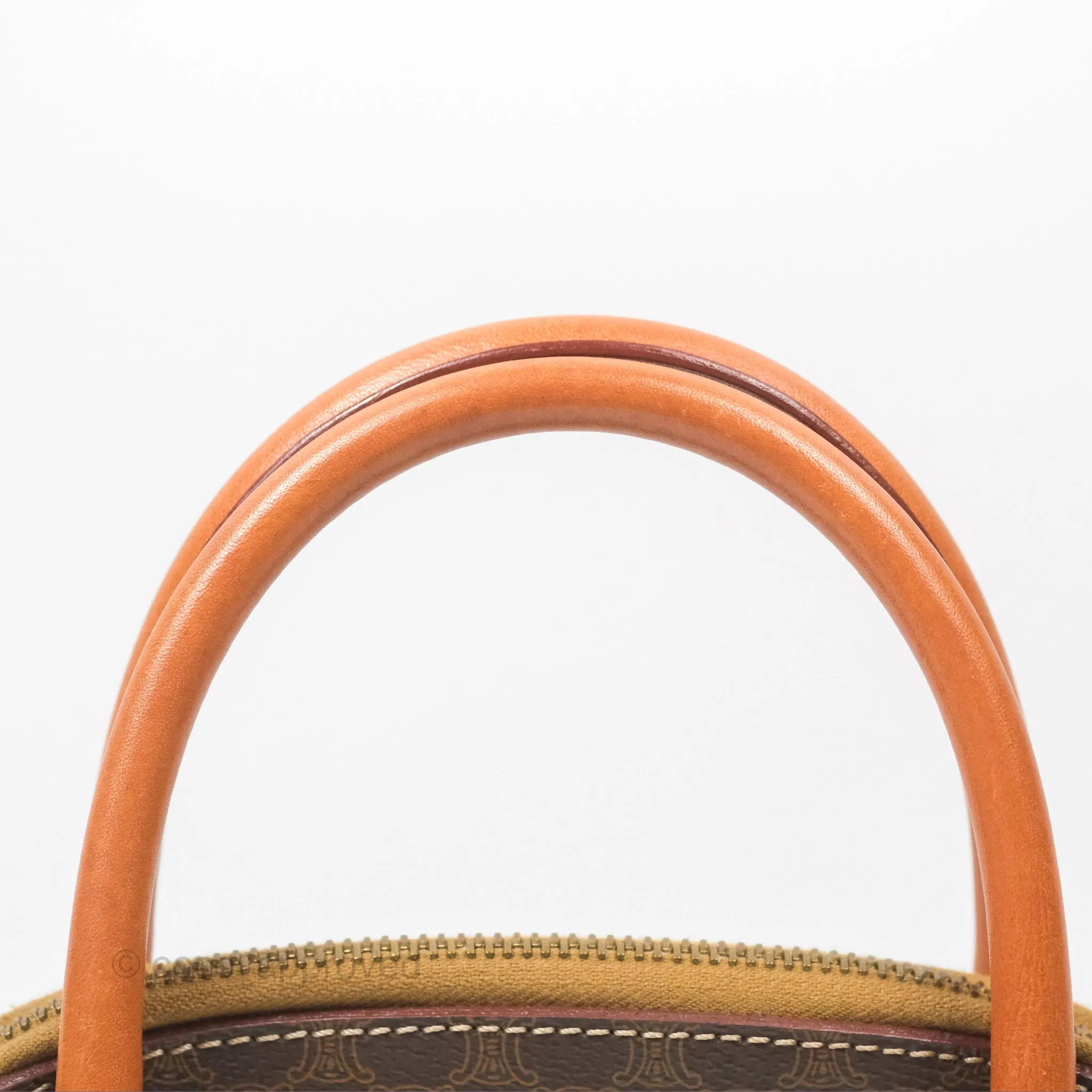 Celine Vintage Macadam Top Handle Bag Tan Brown