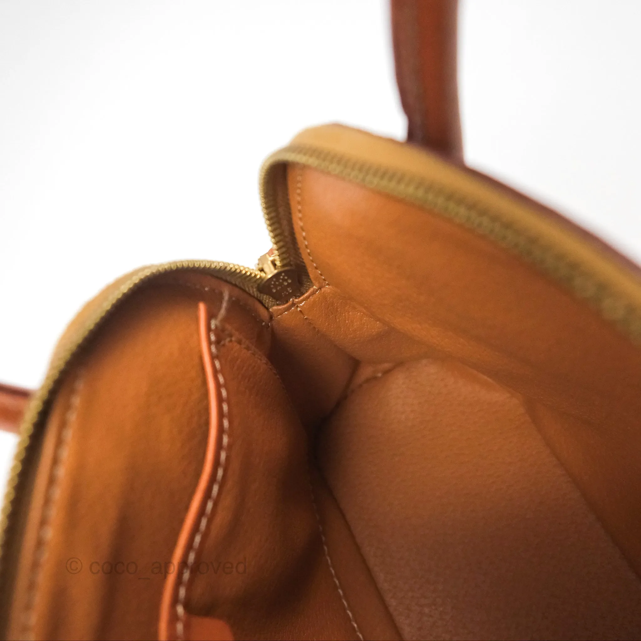 Celine Vintage Macadam Top Handle Bag Tan Brown