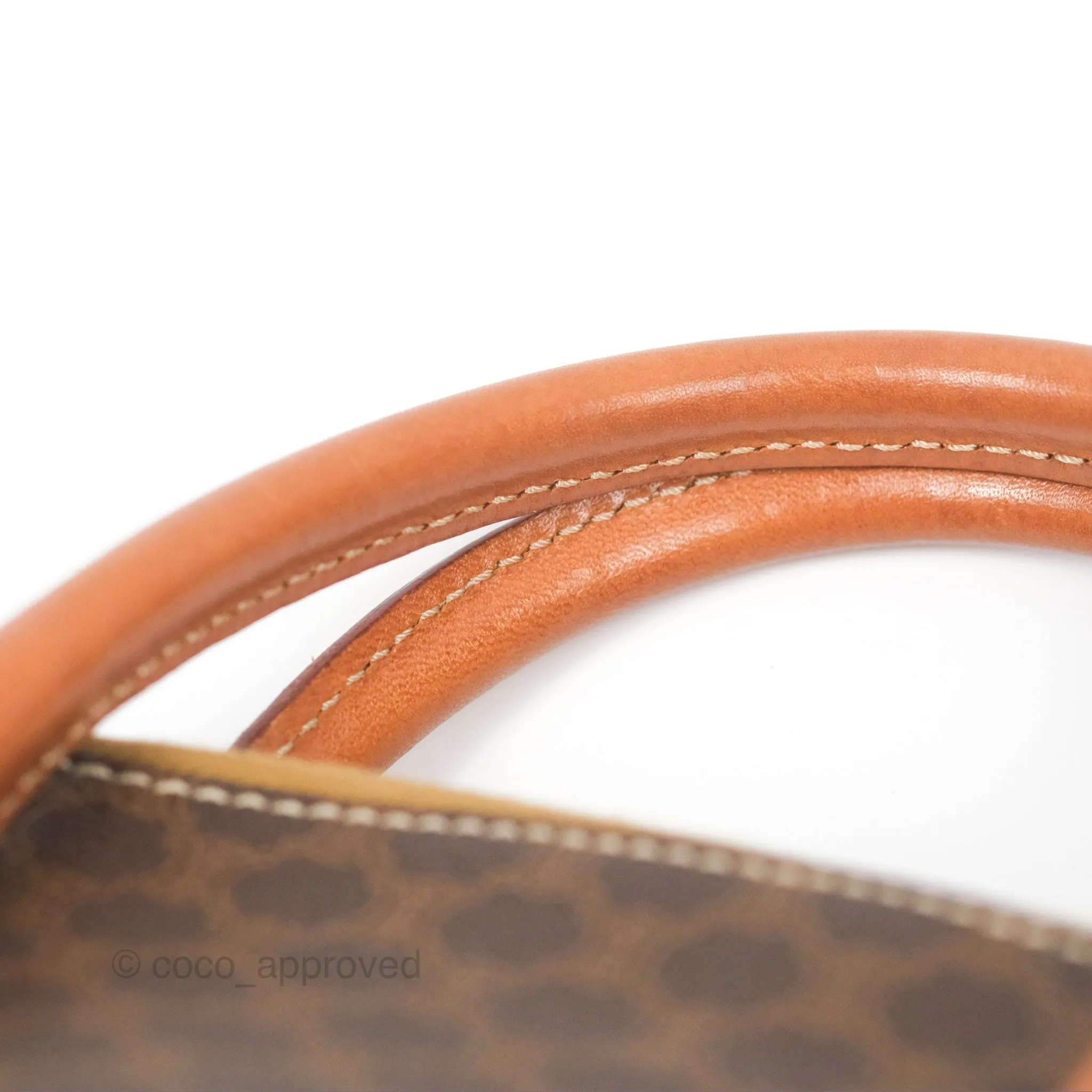 Celine Vintage Macadam Top Handle Bag Tan Brown