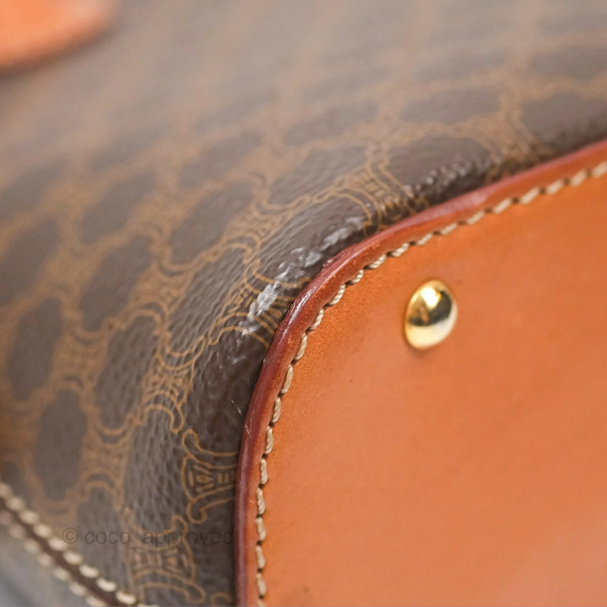 Celine Vintage Macadam Top Handle Bag Tan Brown