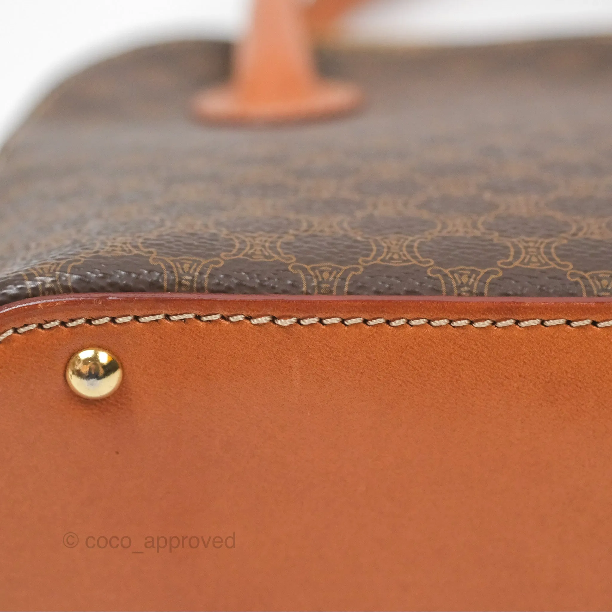 Celine Vintage Macadam Top Handle Bag Tan Brown