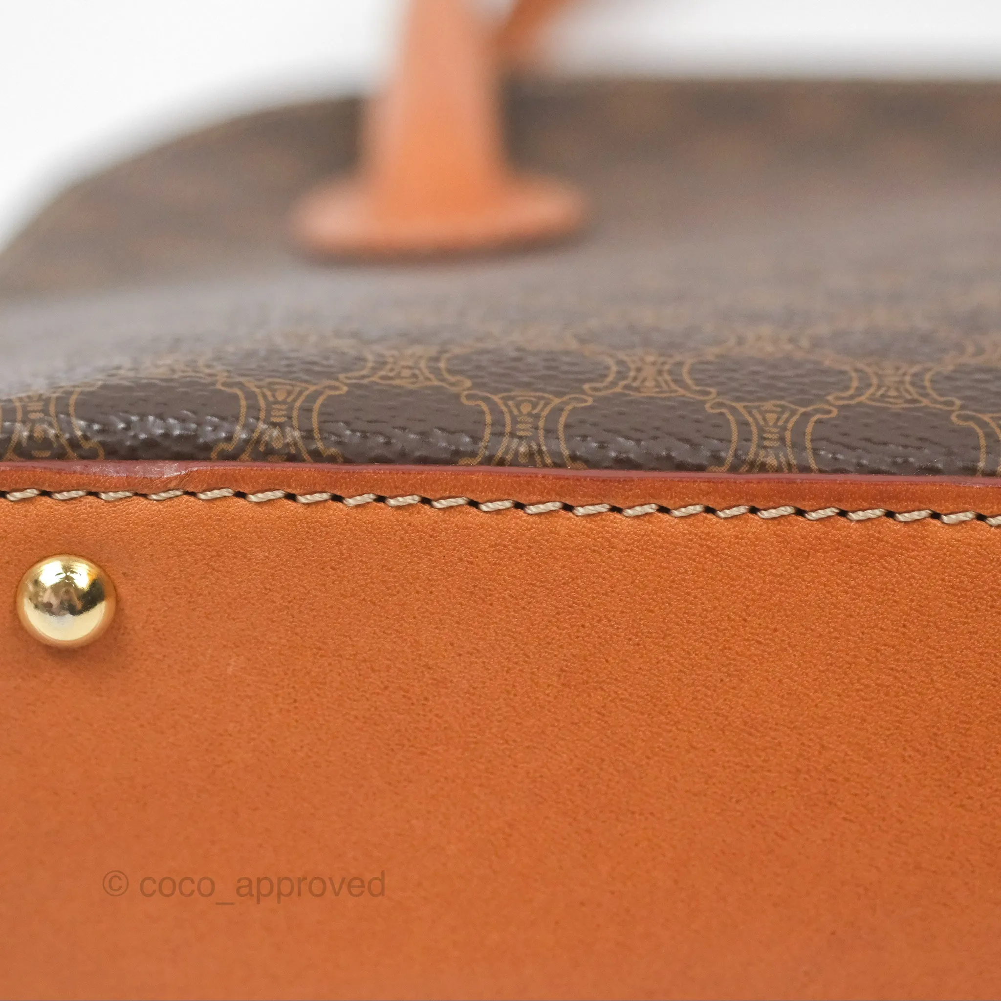 Celine Vintage Macadam Top Handle Bag Tan Brown