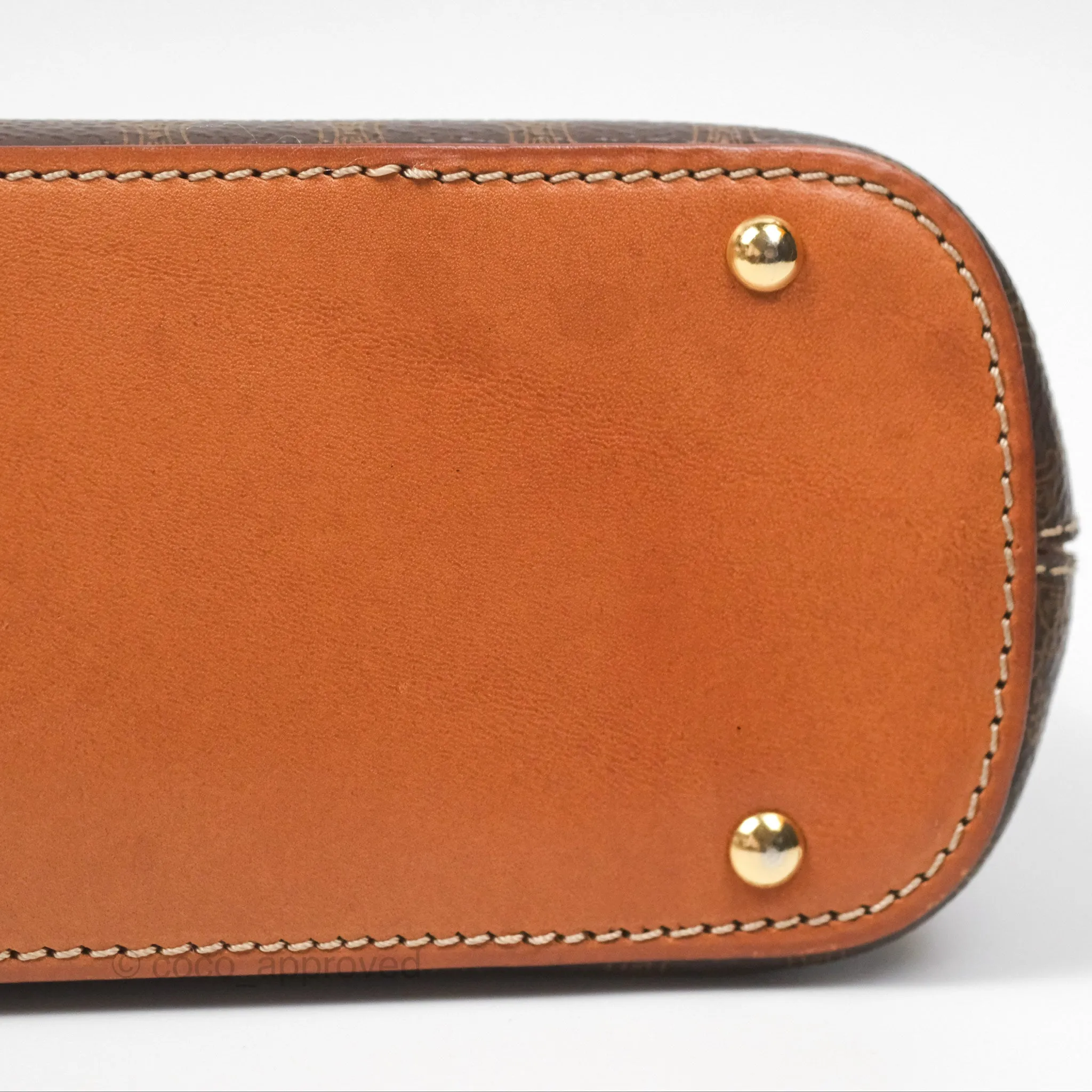 Celine Vintage Macadam Top Handle Bag Tan Brown