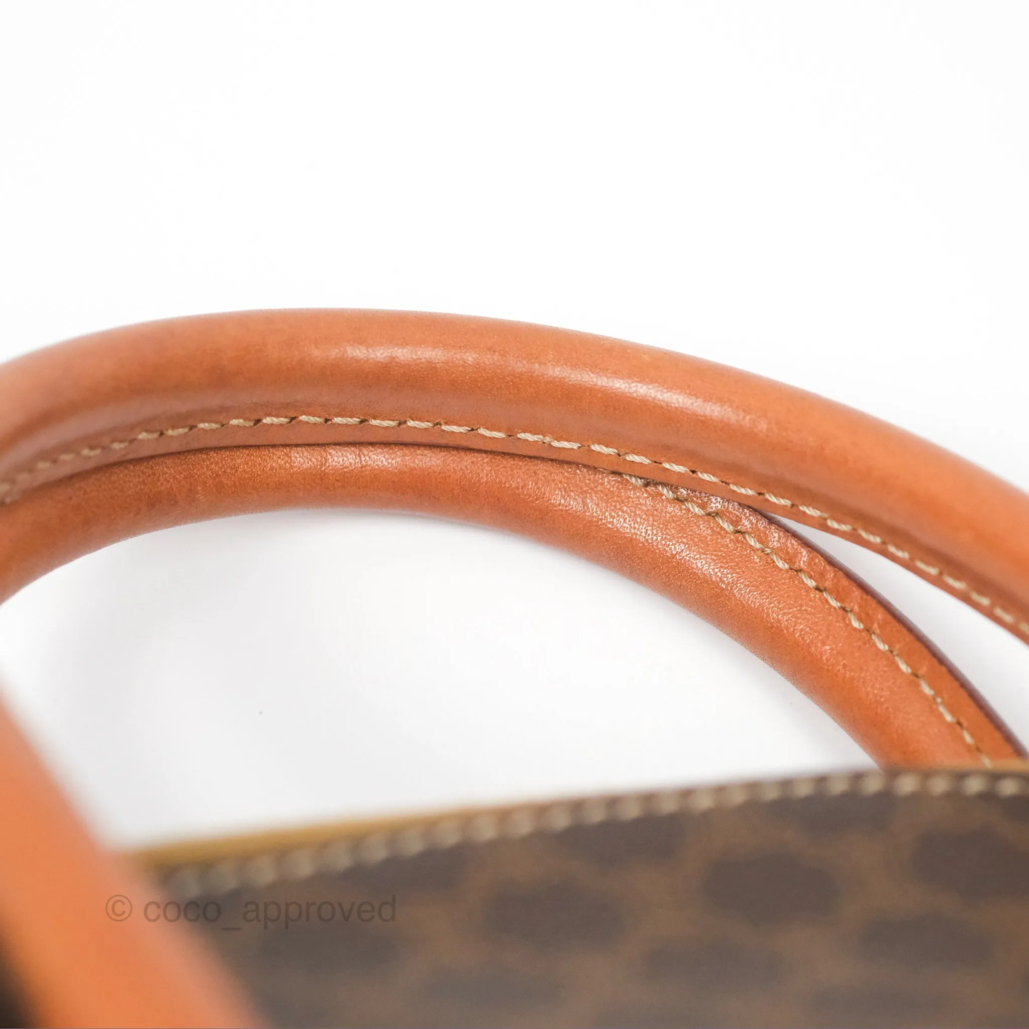 Celine Vintage Macadam Top Handle Bag Tan Brown
