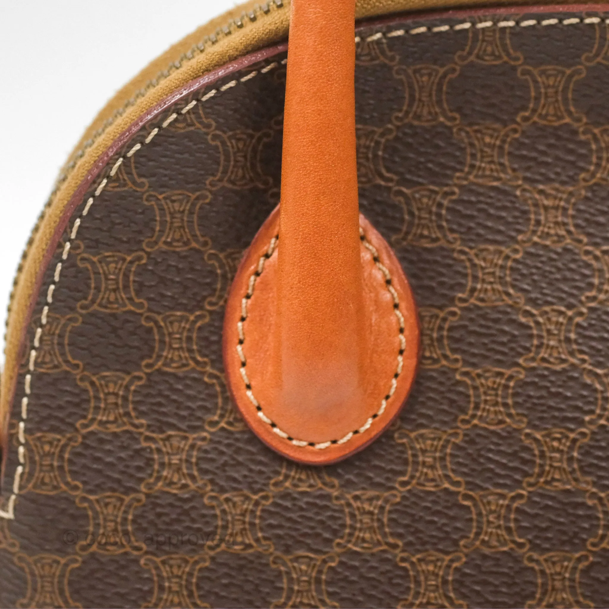 Celine Vintage Macadam Top Handle Bag Tan Brown