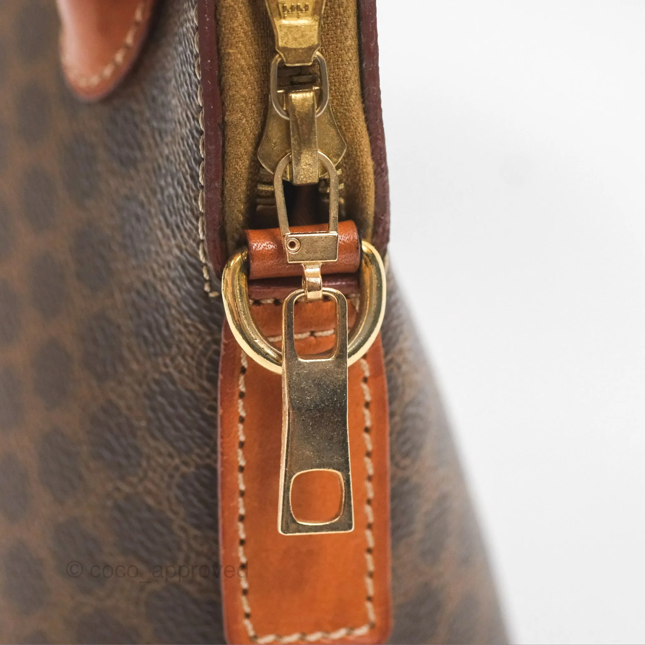 Celine Vintage Macadam Top Handle Bag Tan Brown