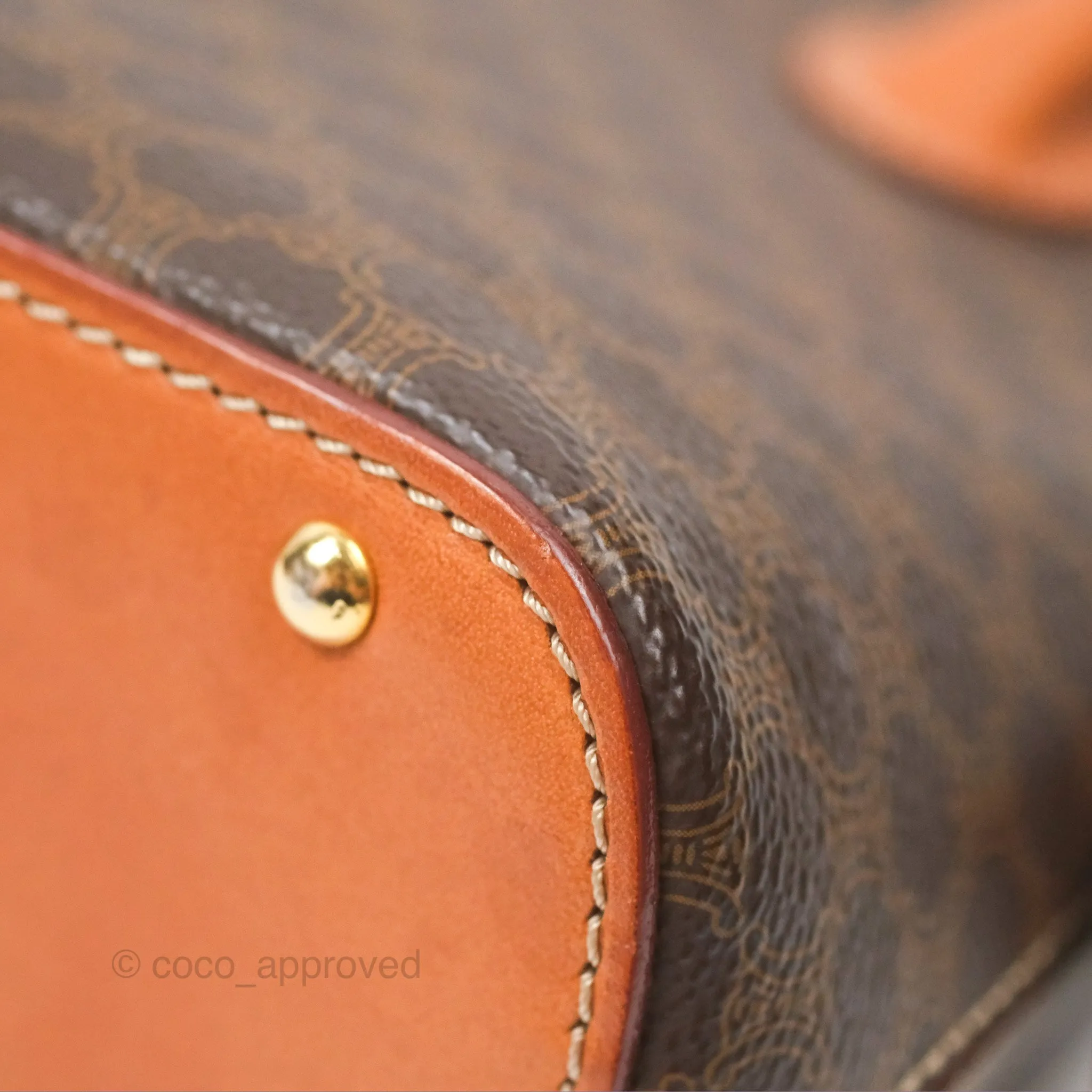 Celine Vintage Macadam Top Handle Bag Tan Brown