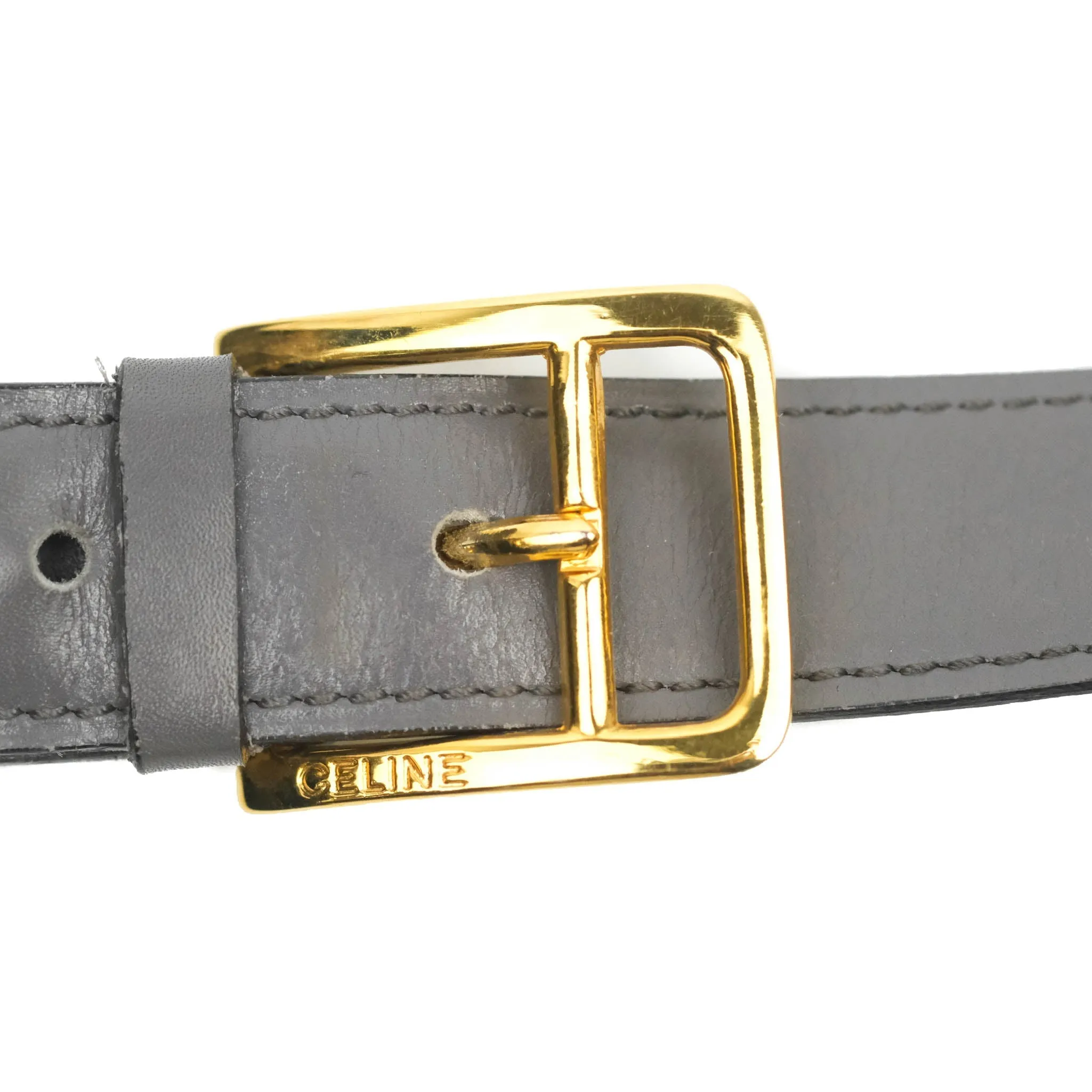 Celine Vintage Royal Triomphe Lock Crossbody Bag Grey