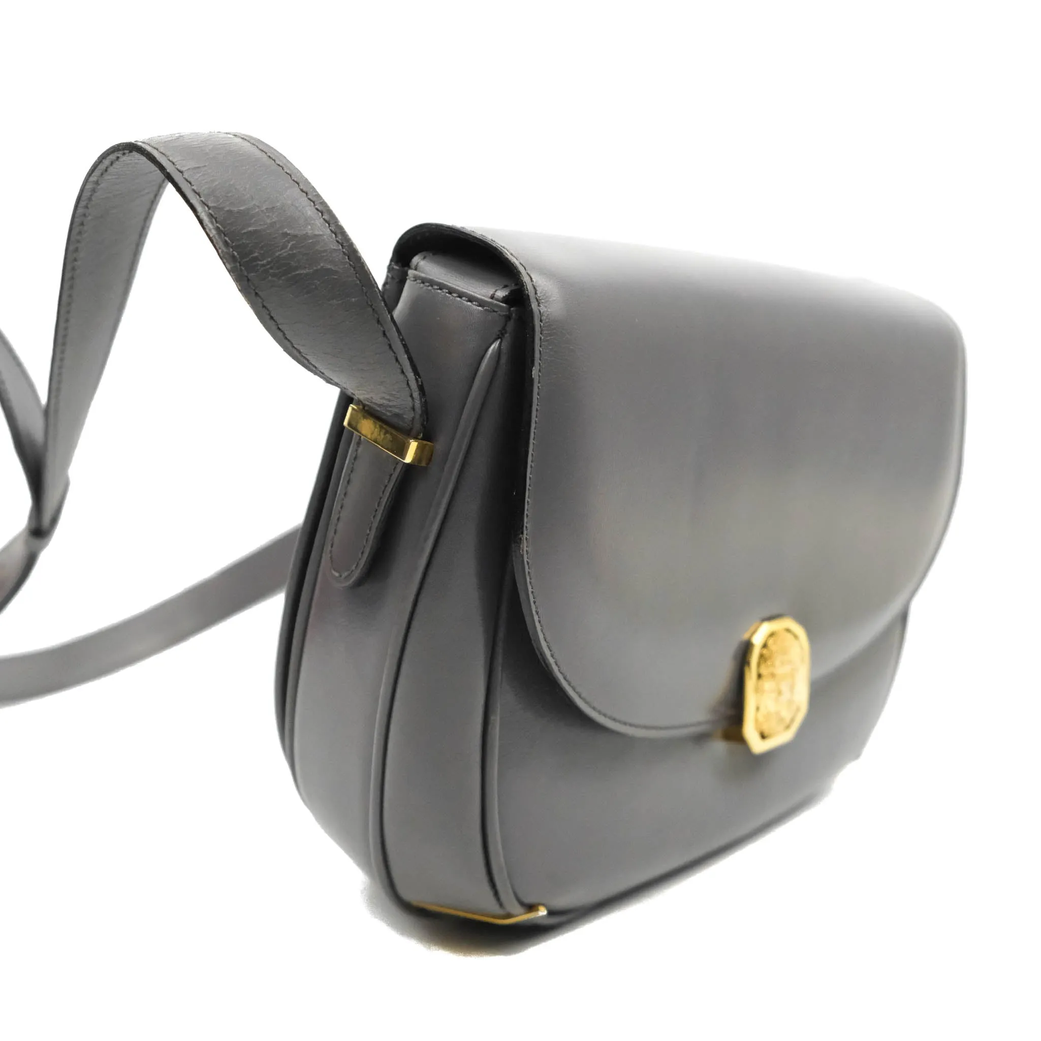 Celine Vintage Royal Triomphe Lock Crossbody Bag Grey