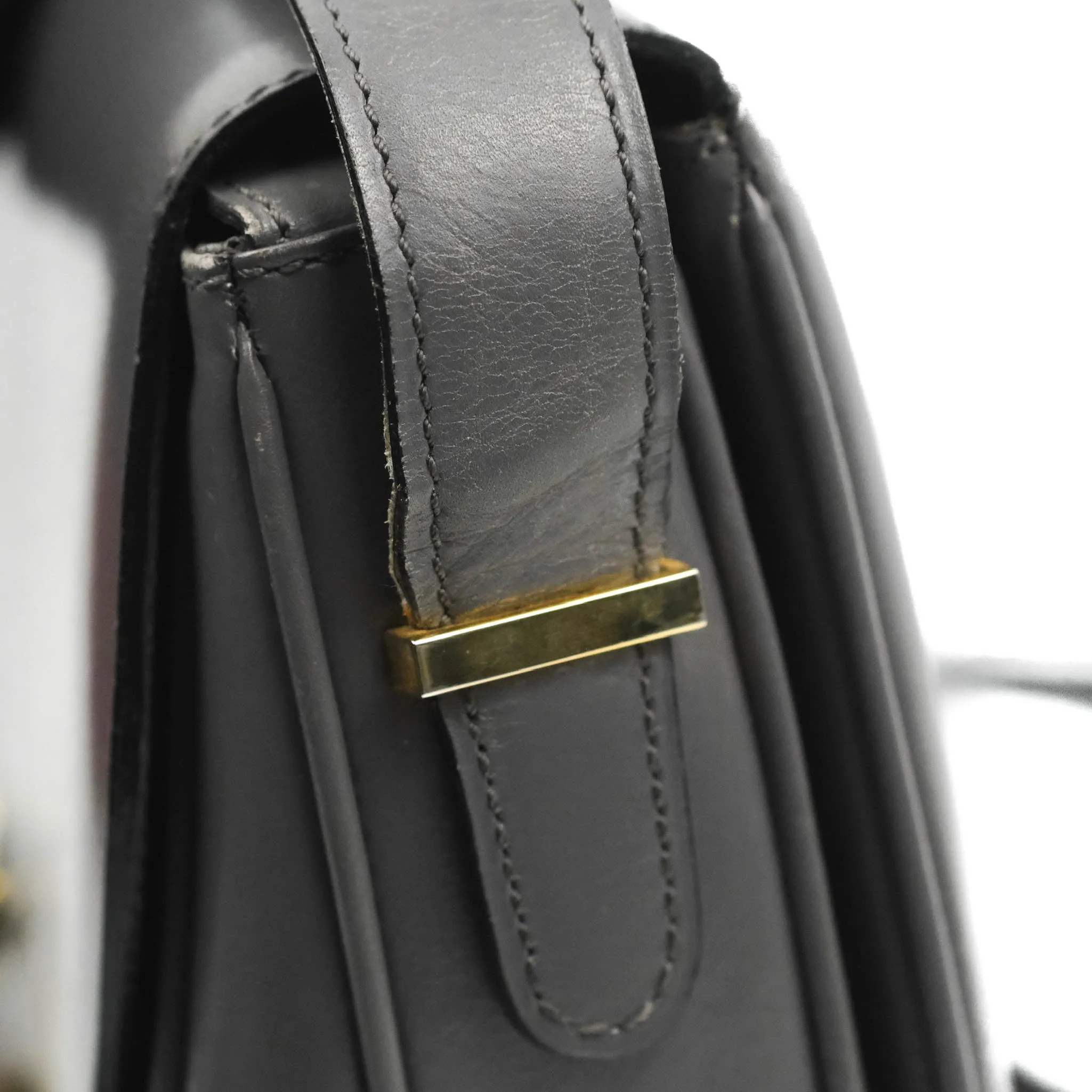 Celine Vintage Royal Triomphe Lock Crossbody Bag Grey