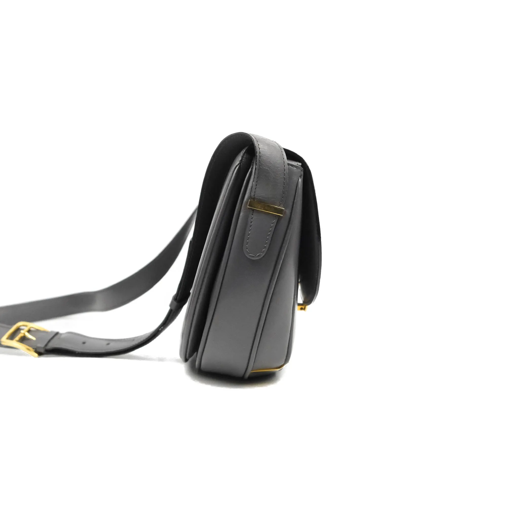 Celine Vintage Royal Triomphe Lock Crossbody Bag Grey