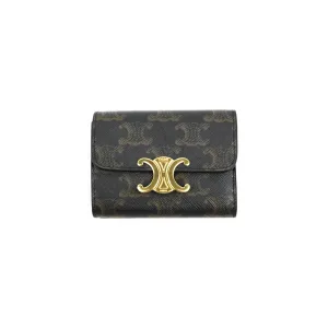 Celine Wallet In Triomphe Canvas Tan Lambskin