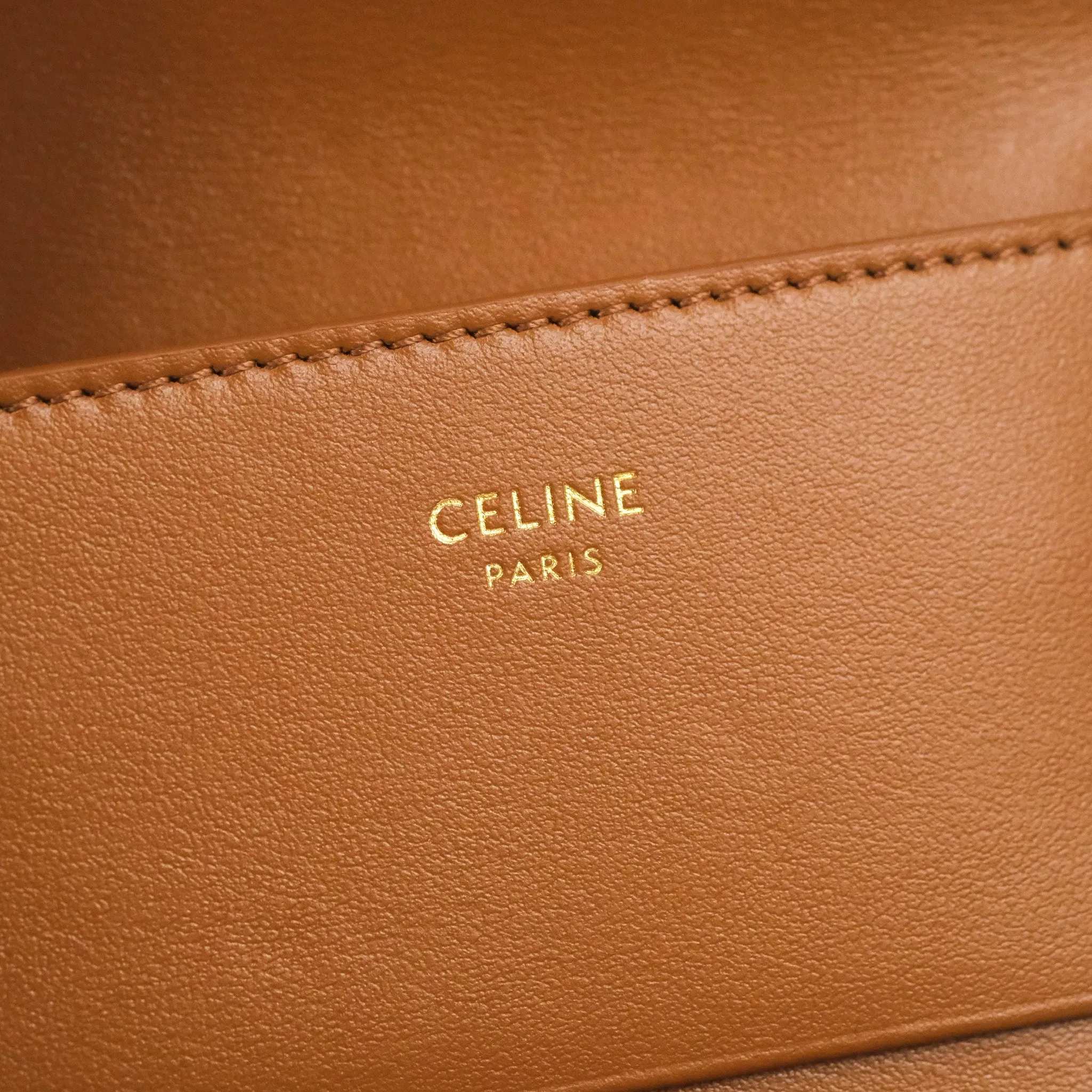 Celine Wallet In Triomphe Canvas Tan Lambskin