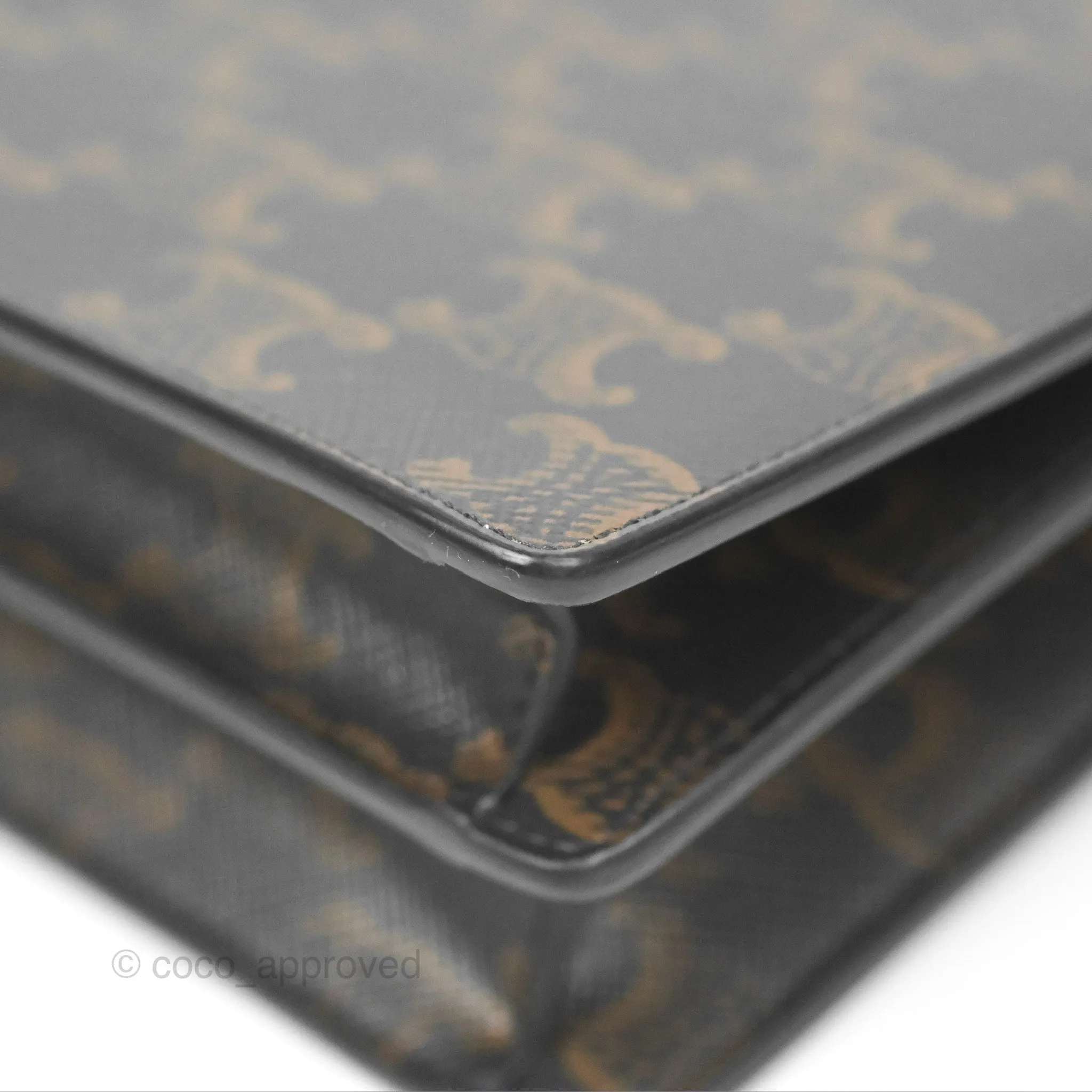 Celine Wallet On Strap Triomphe Canvas Tan Lambskin