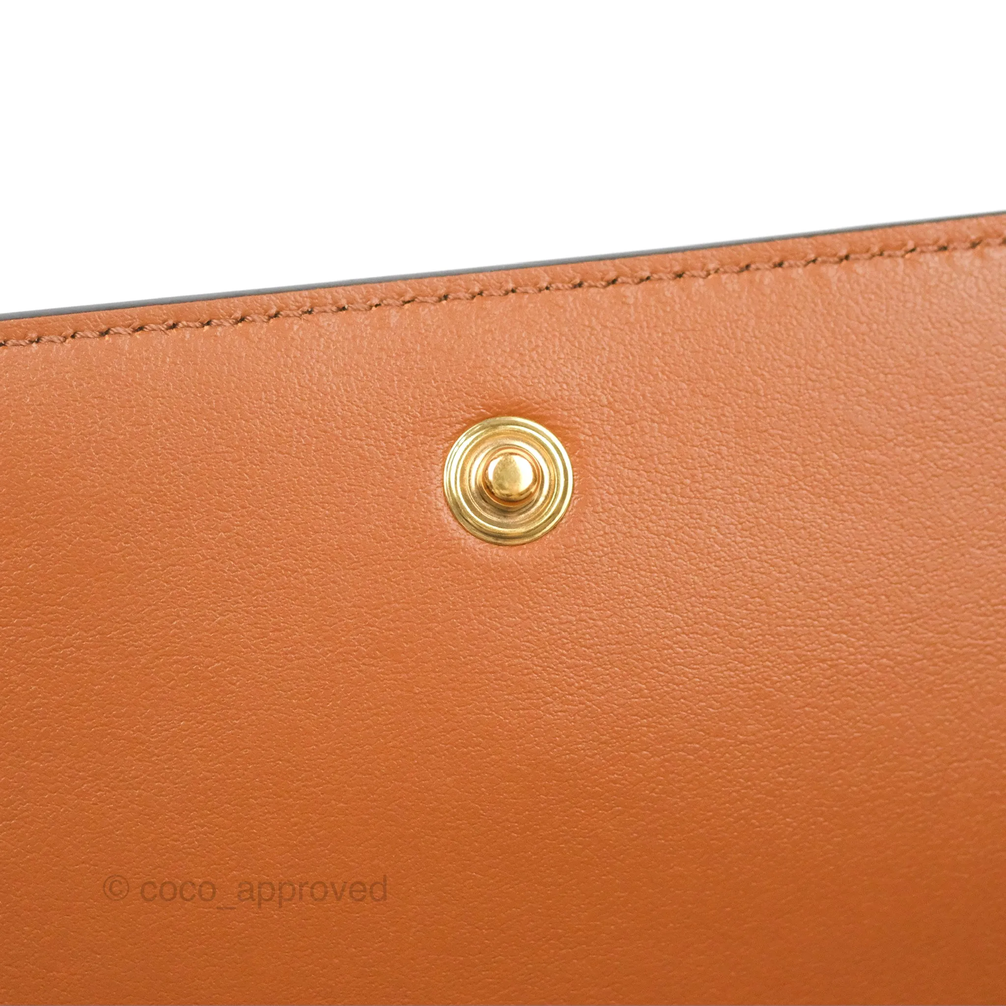 Celine Wallet On Strap Triomphe Canvas Tan Lambskin