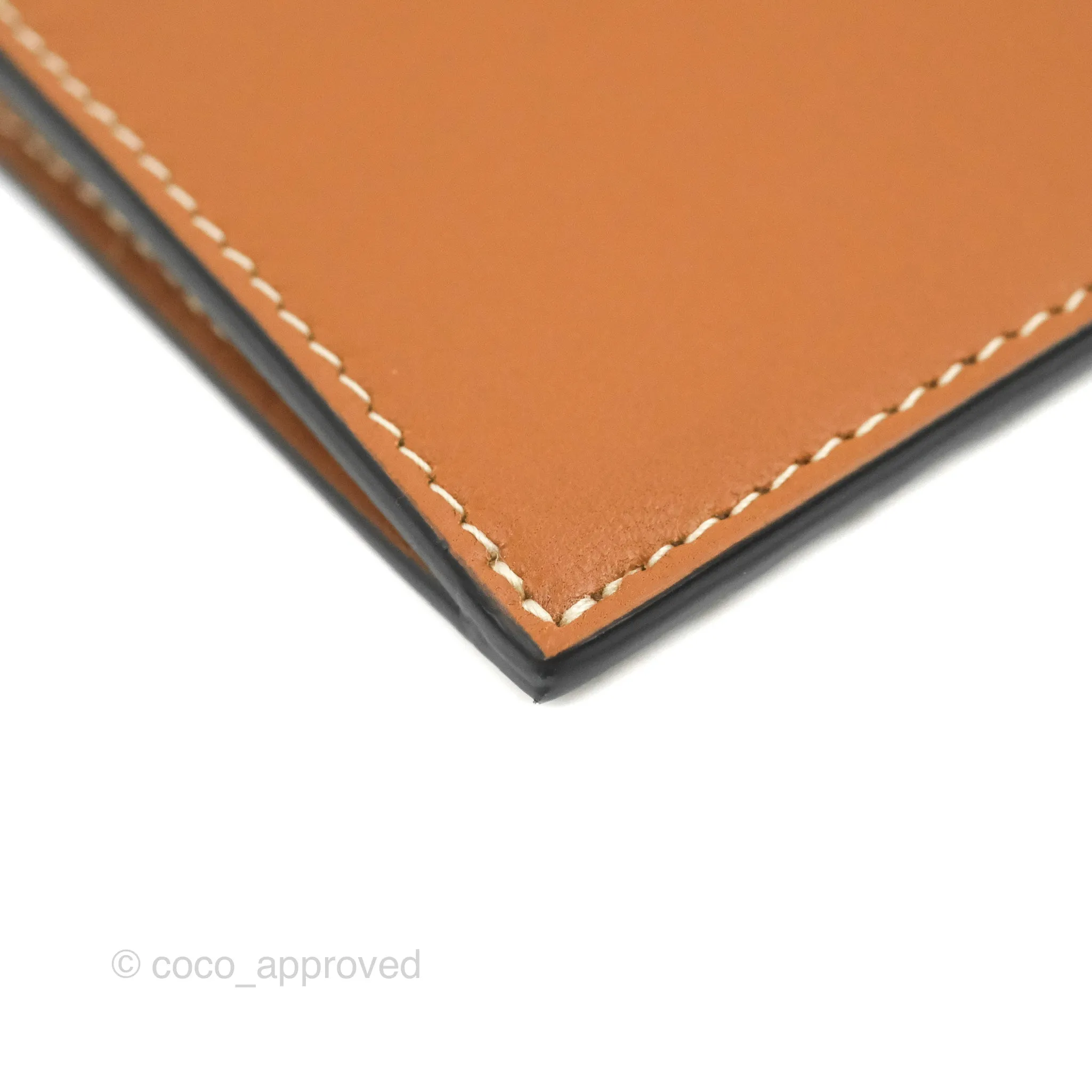 Celine Zipped Card Holder Triomphe Canvas Tan Lambskin