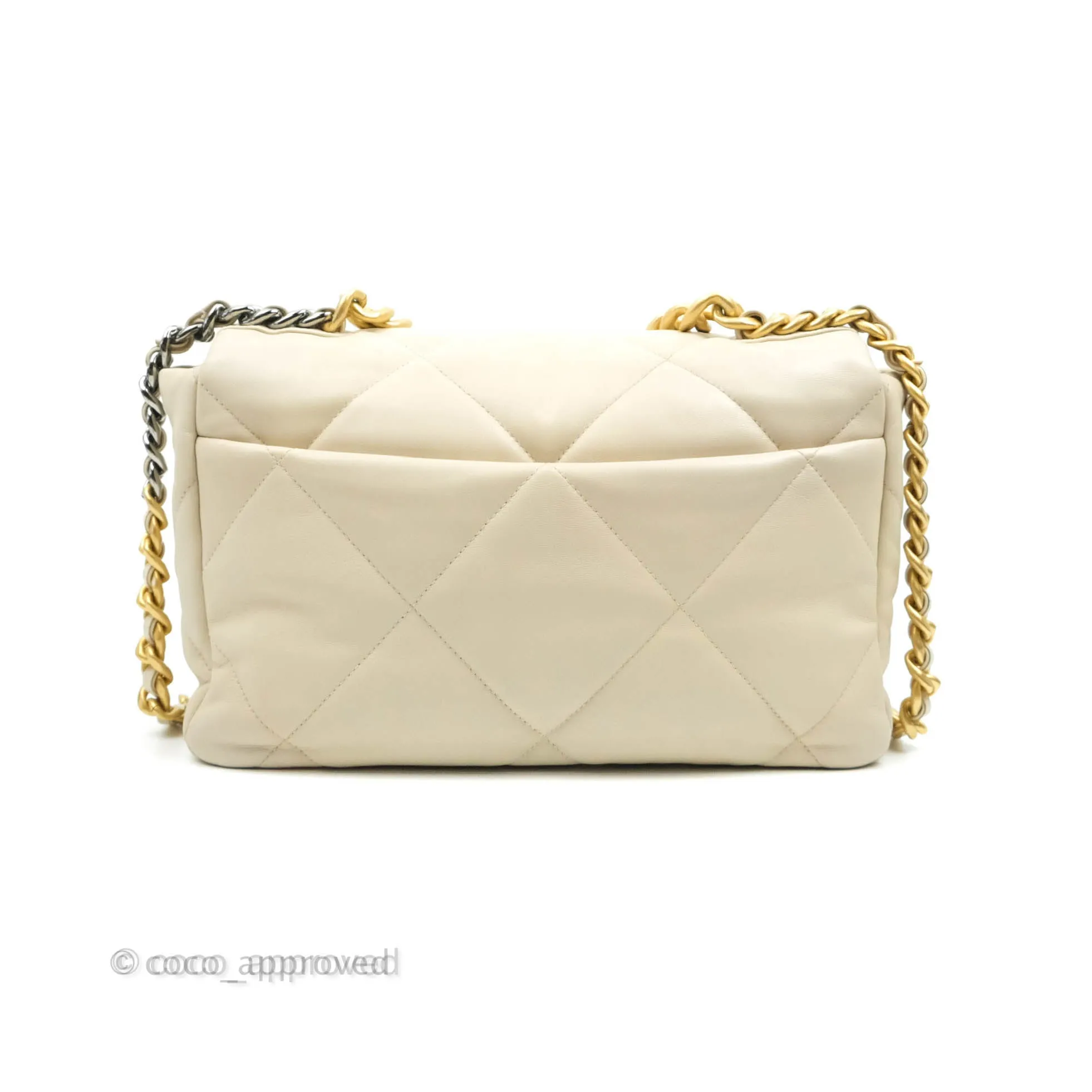 Chanel 19 Medium Beige Cream Goatskin Mixed Hardware