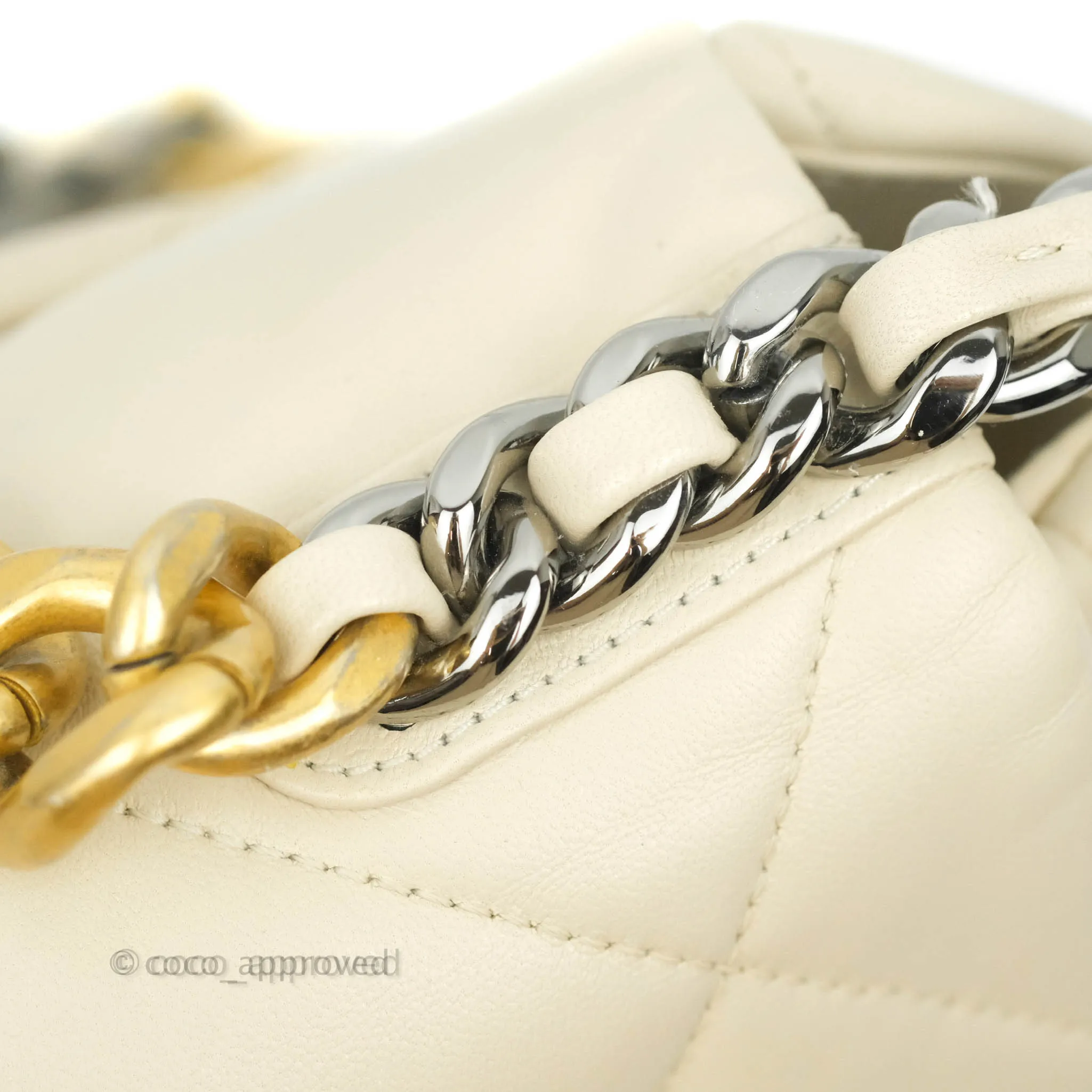 Chanel 19 Medium Beige Cream Goatskin Mixed Hardware