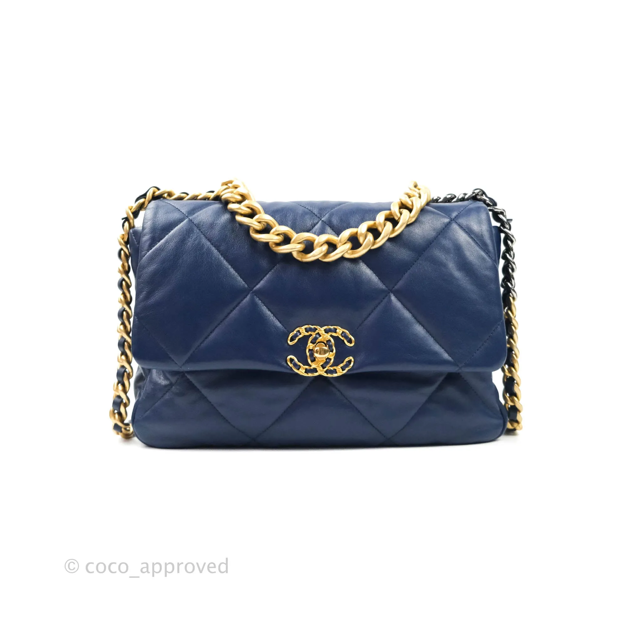 Chanel 19 Medium Blue Mixed Hardware Goatskin