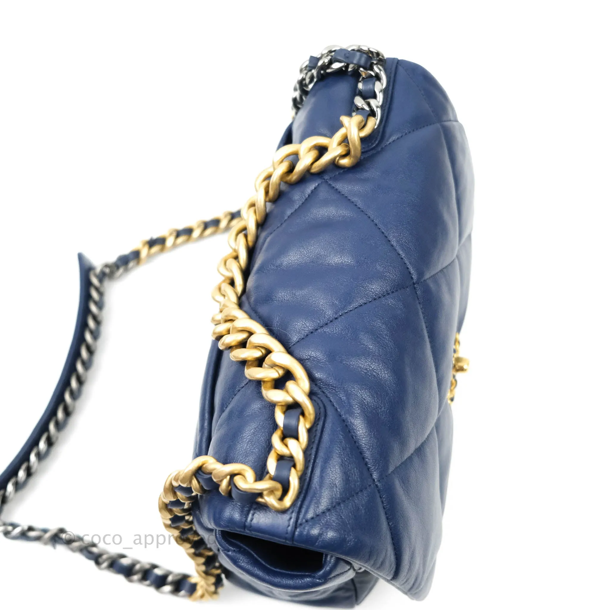 Chanel 19 Medium Blue Mixed Hardware Goatskin