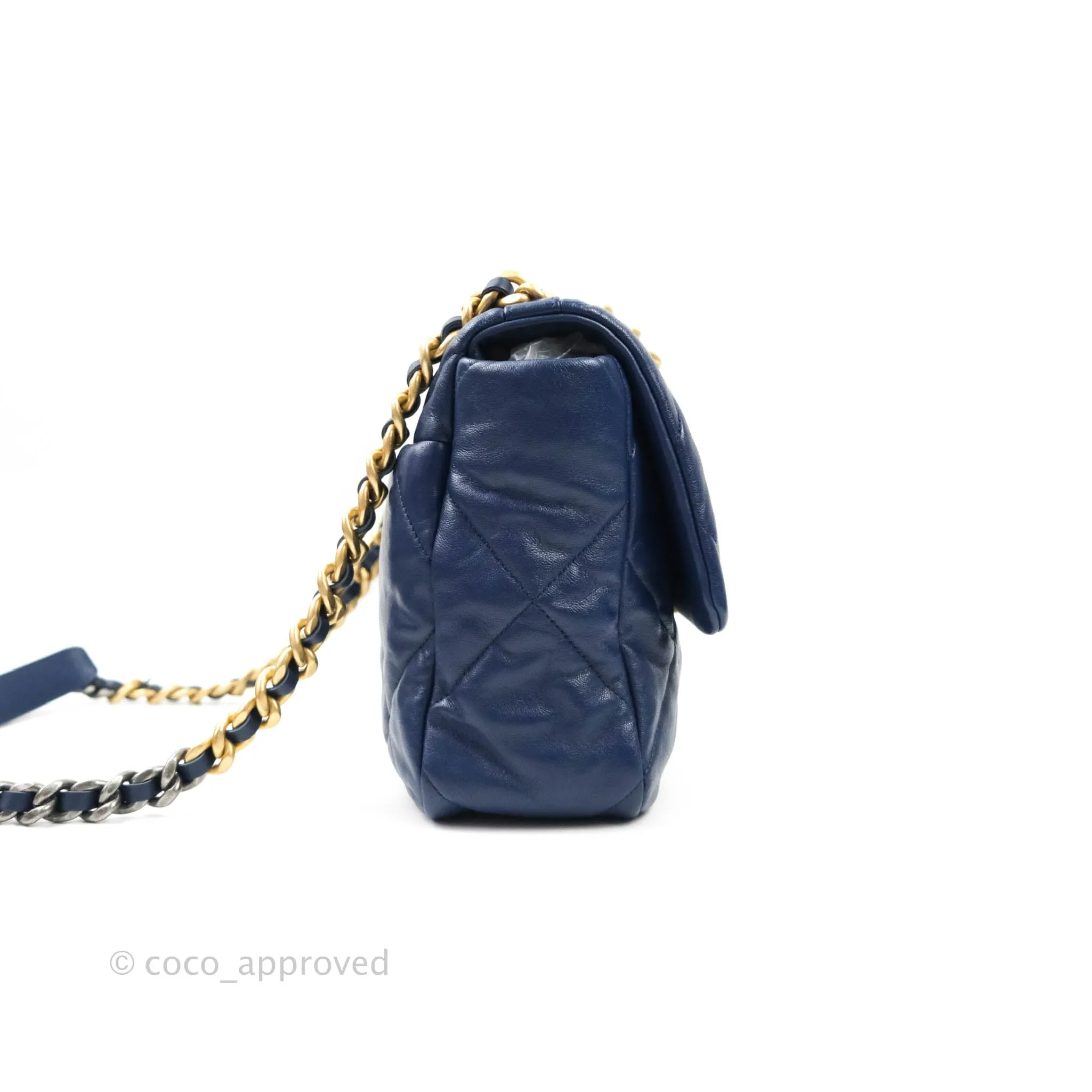 Chanel 19 Medium Blue Mixed Hardware Goatskin
