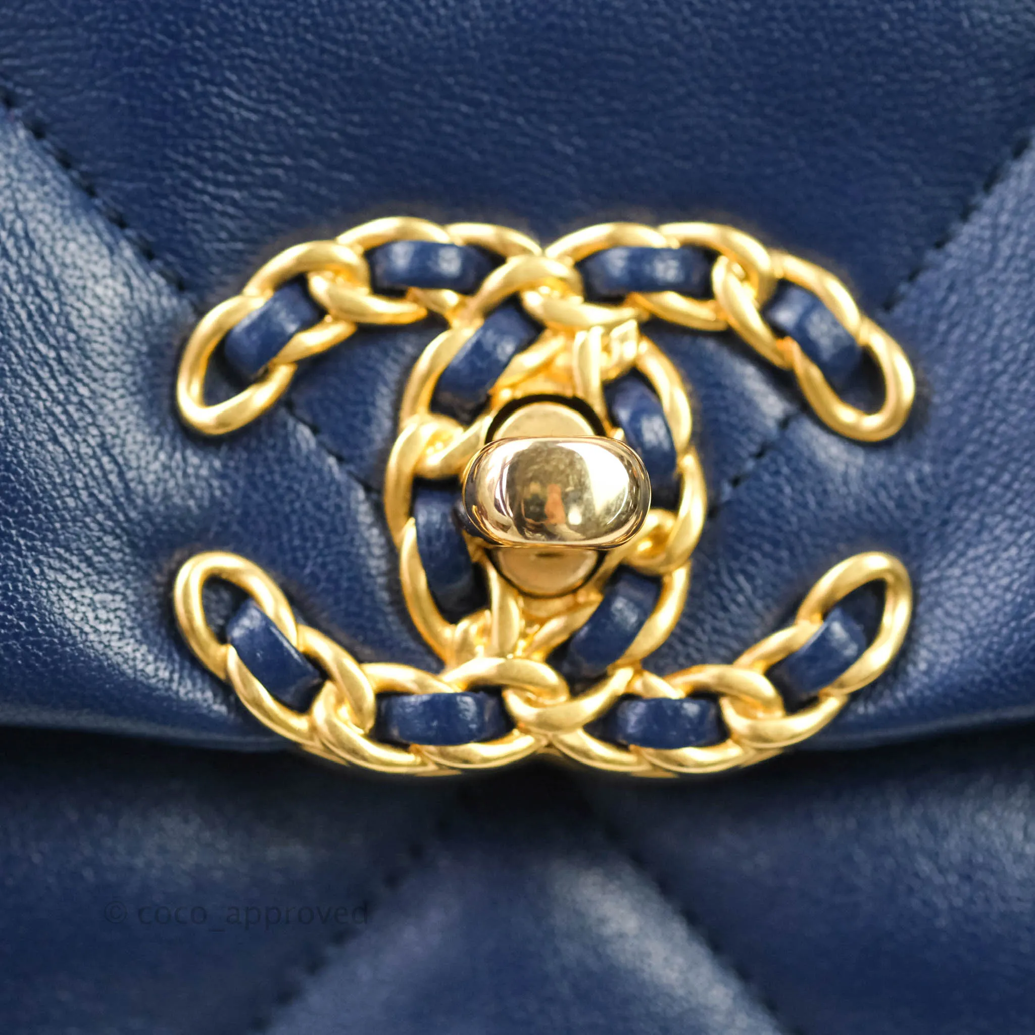 Chanel 19 Medium Blue Mixed Hardware Goatskin