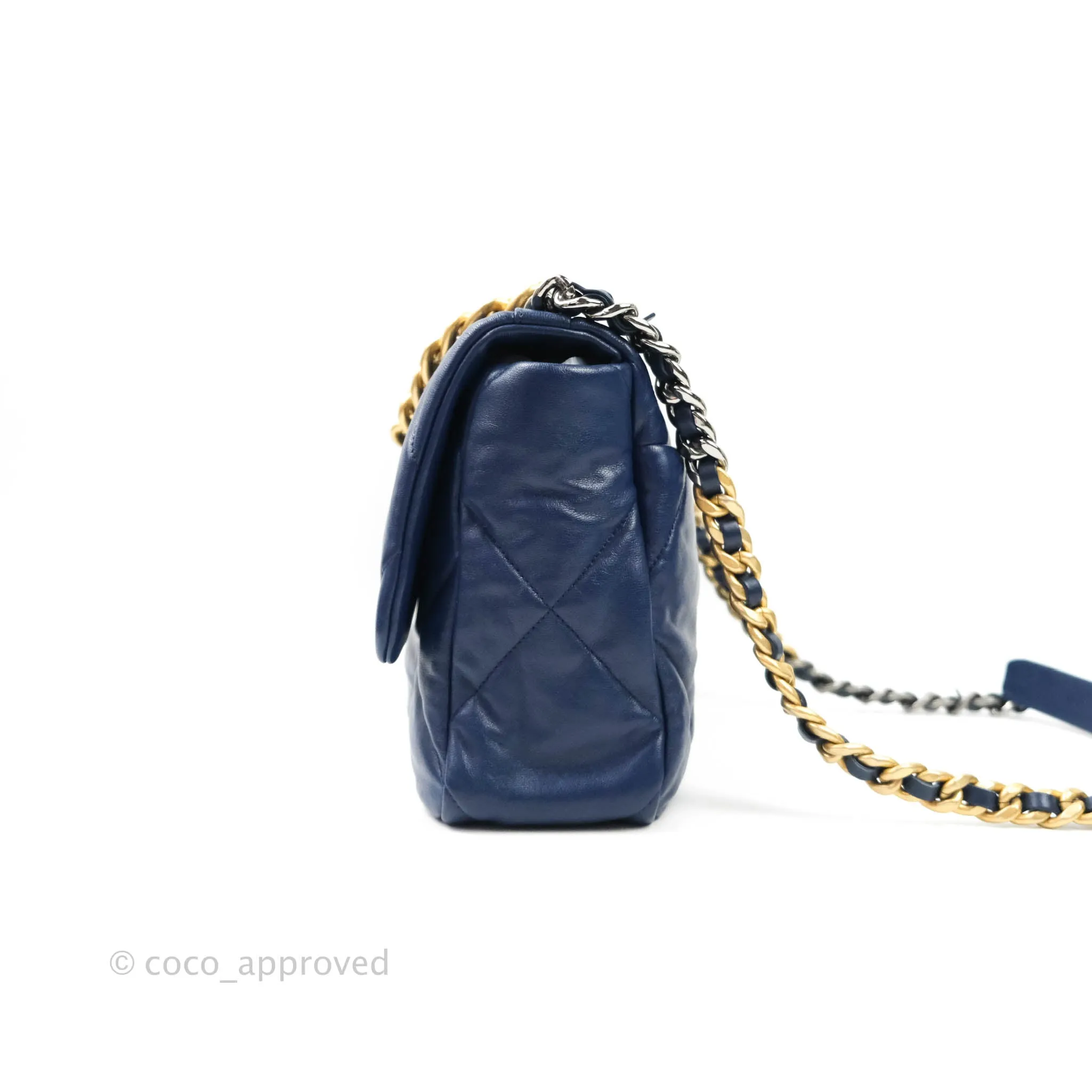 Chanel 19 Medium Blue Mixed Hardware Goatskin