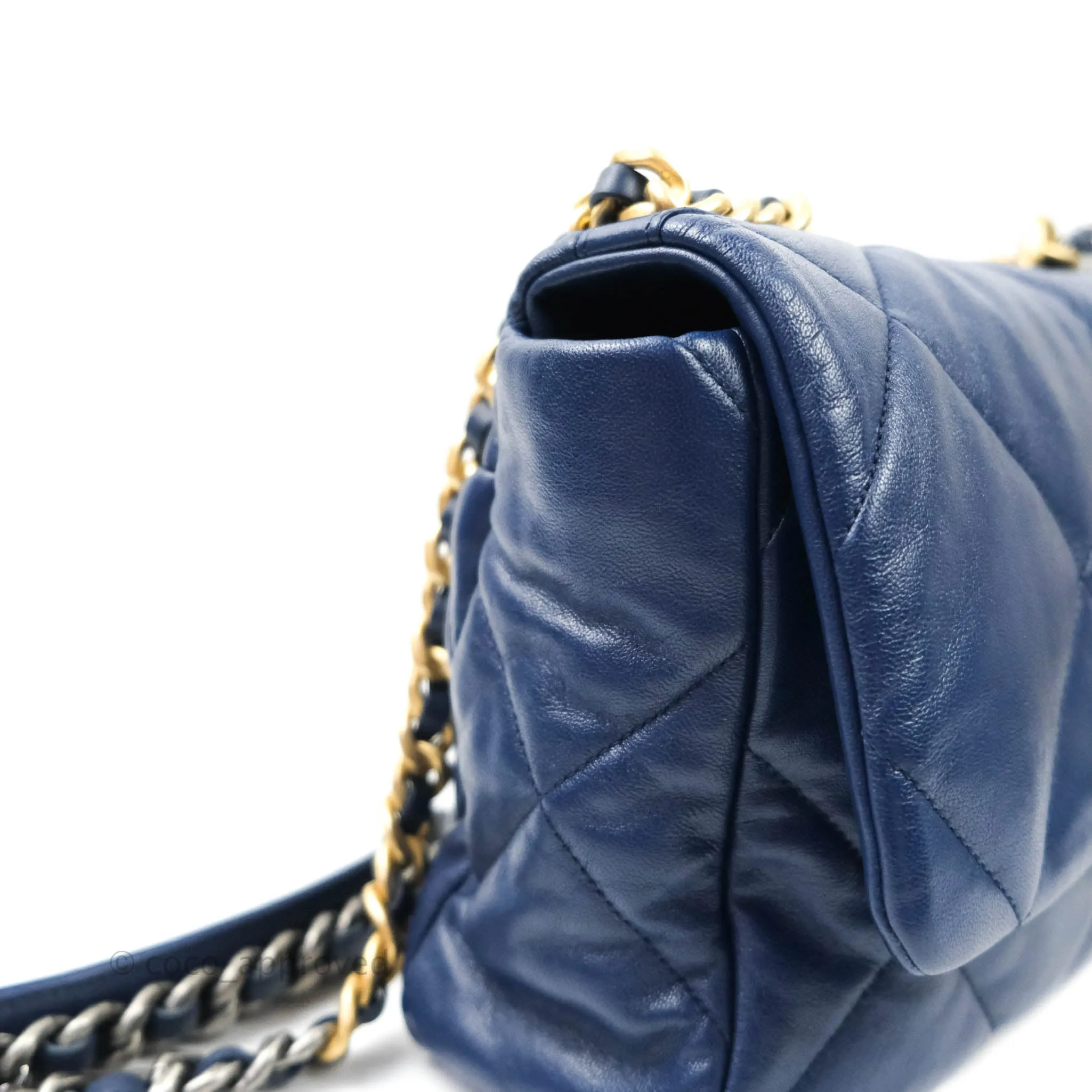 Chanel 19 Medium Blue Mixed Hardware Goatskin