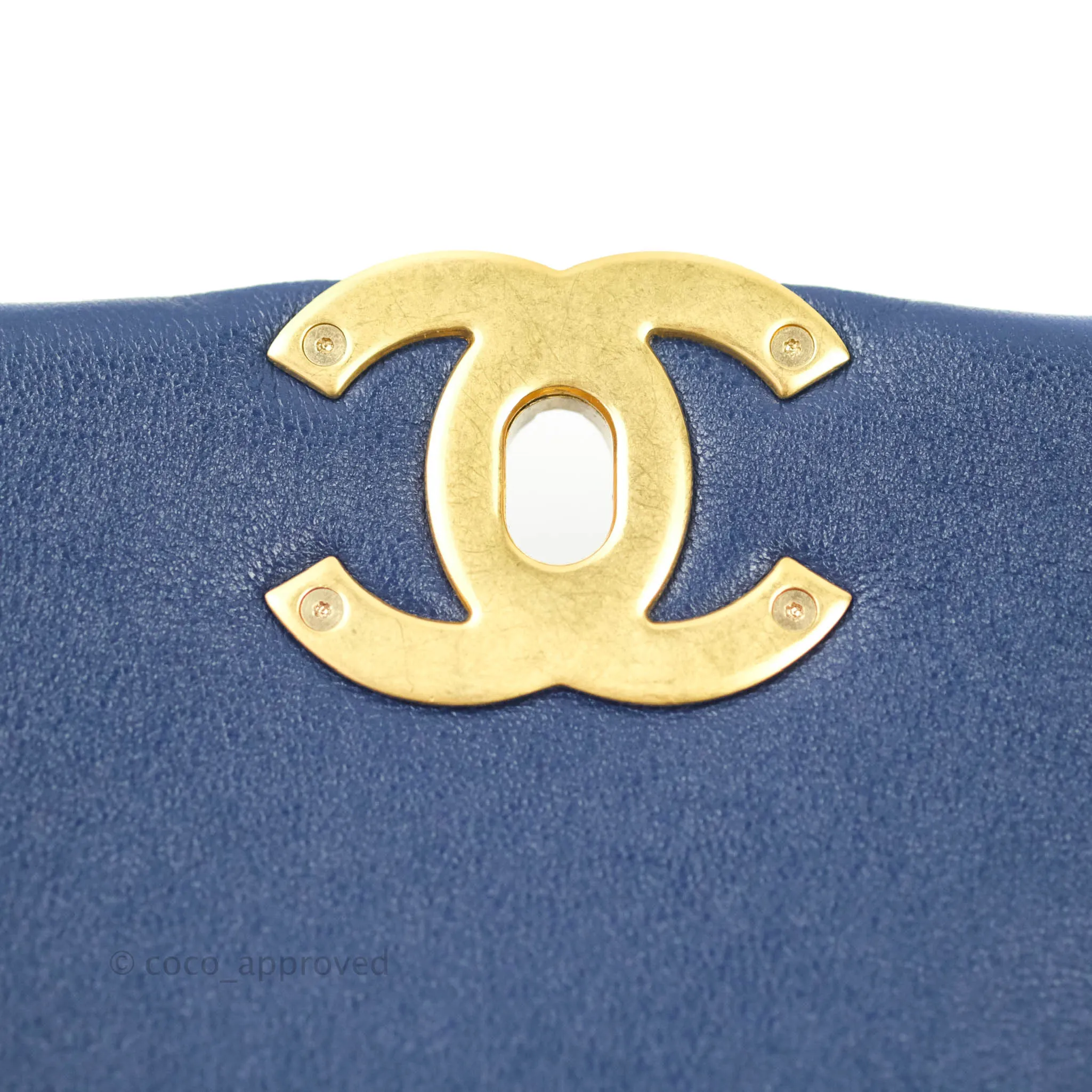 Chanel 19 Medium Blue Mixed Hardware Goatskin