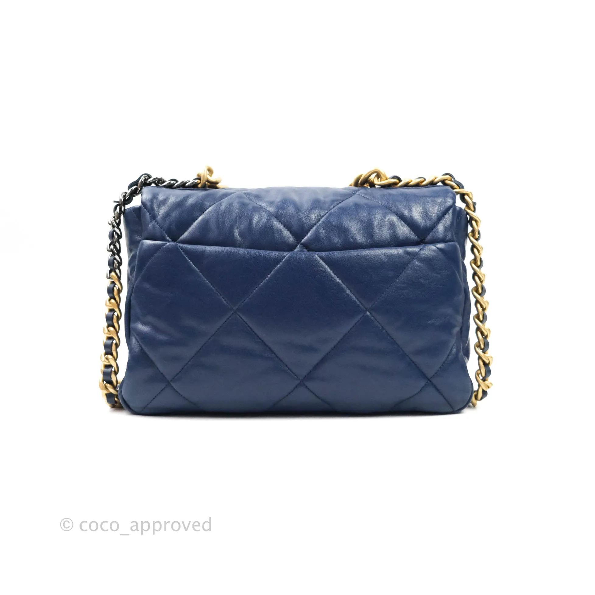 Chanel 19 Medium Blue Mixed Hardware Goatskin