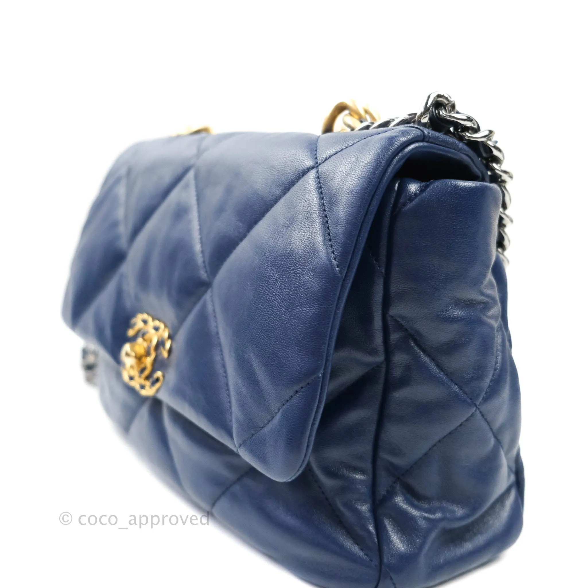 Chanel 19 Medium Blue Mixed Hardware Goatskin