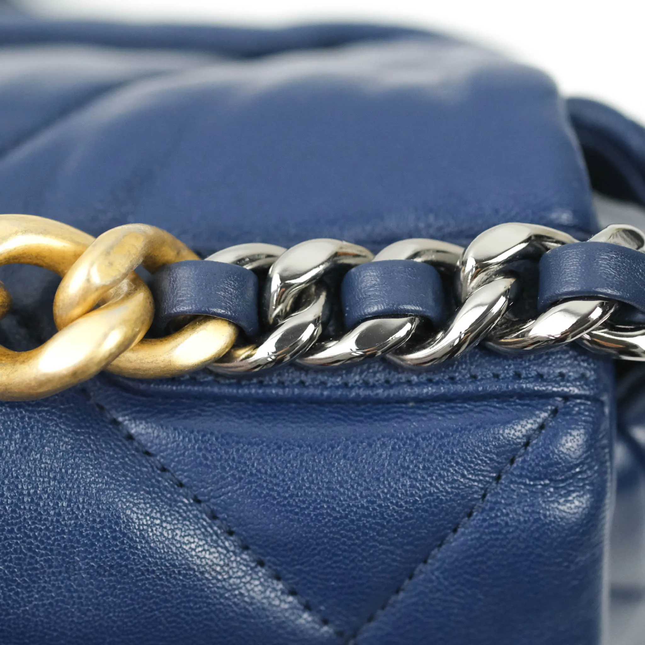 Chanel 19 Medium Blue Mixed Hardware Goatskin