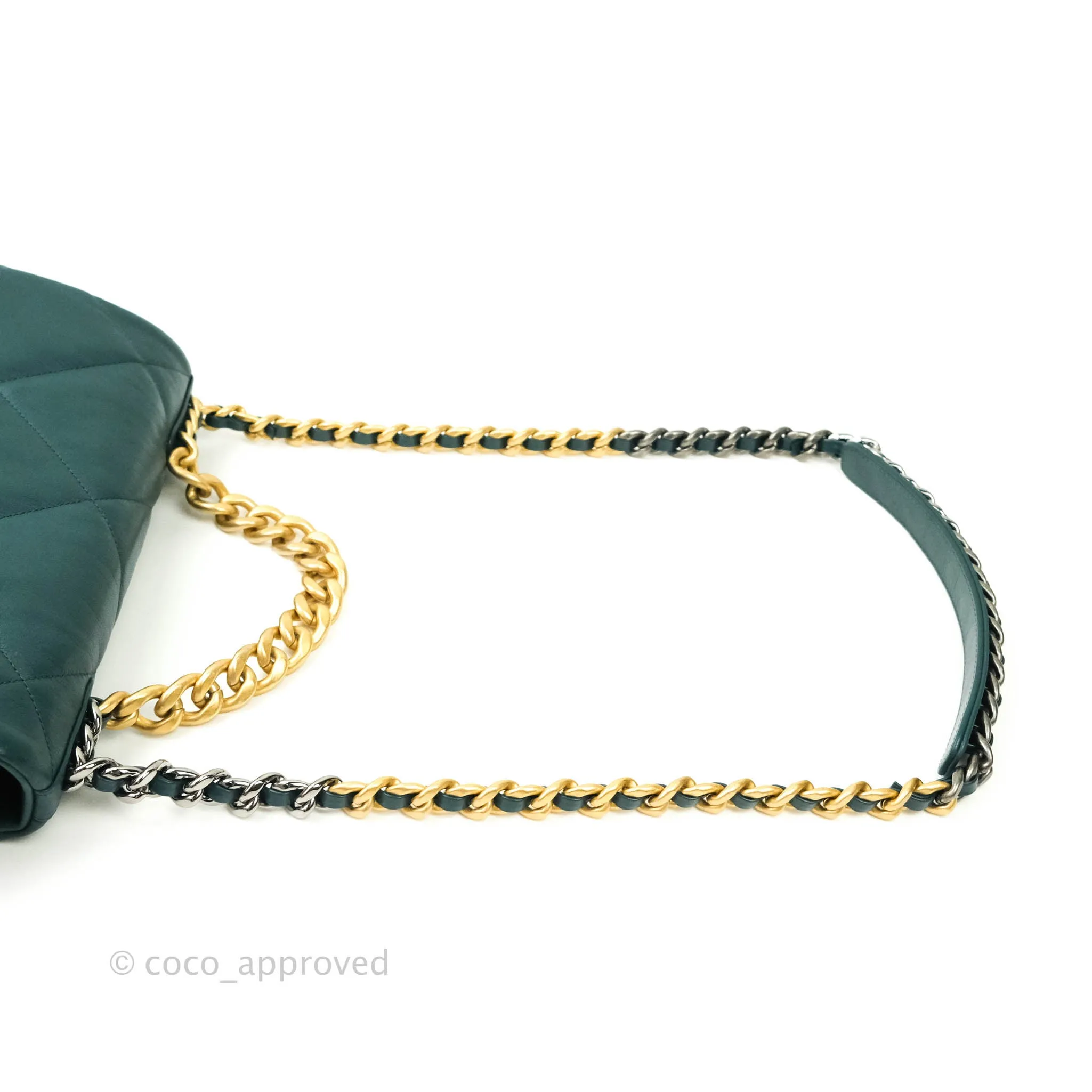 Chanel 19 Medium Dark Green Mixed Hardware Goatskin