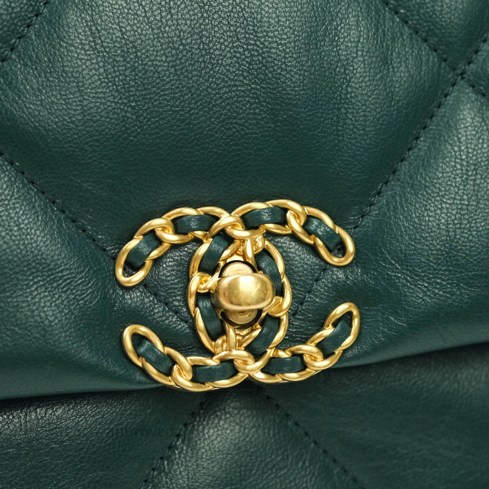 Chanel 19 Medium Dark Green Mixed Hardware Goatskin