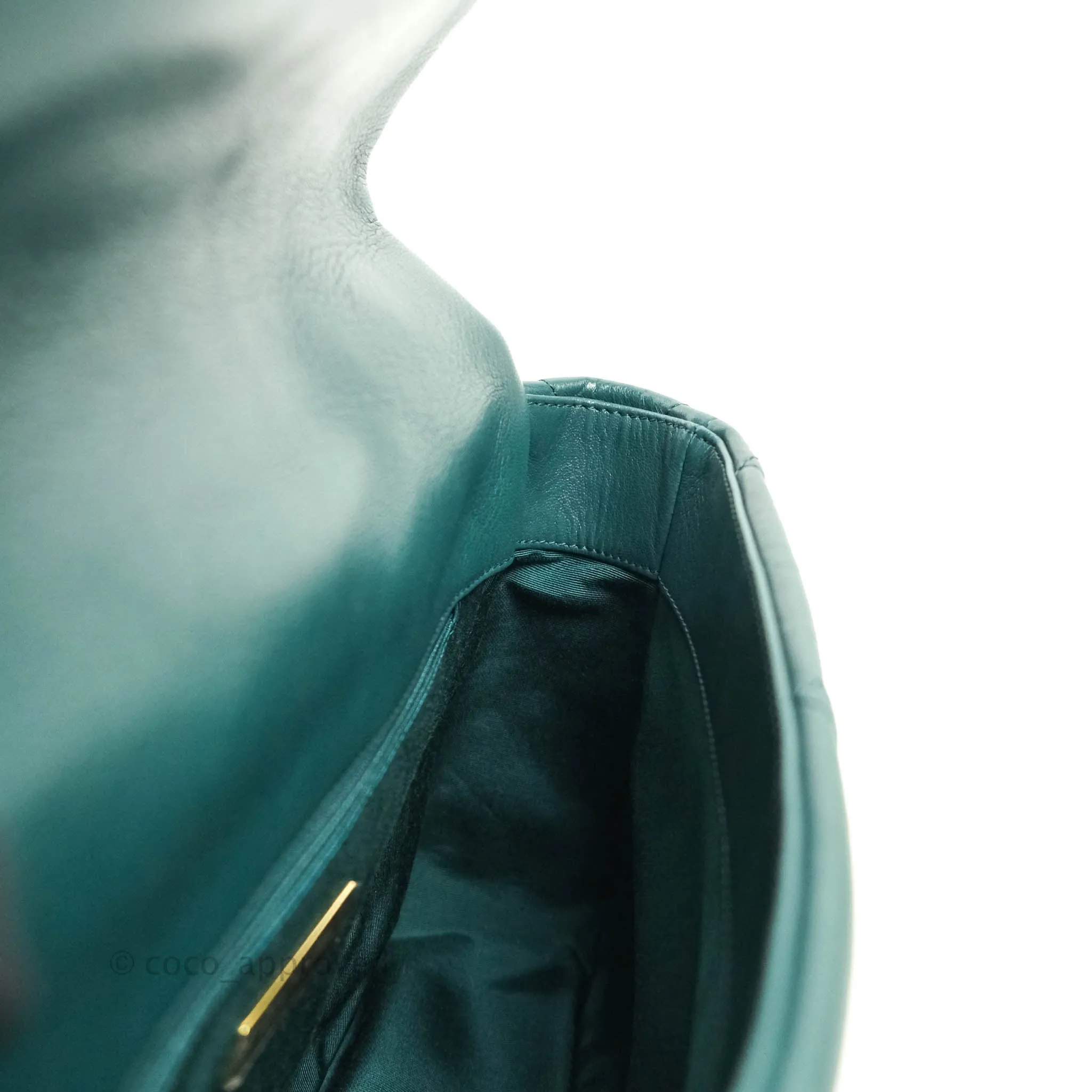 Chanel 19 Medium Dark Green Mixed Hardware Goatskin