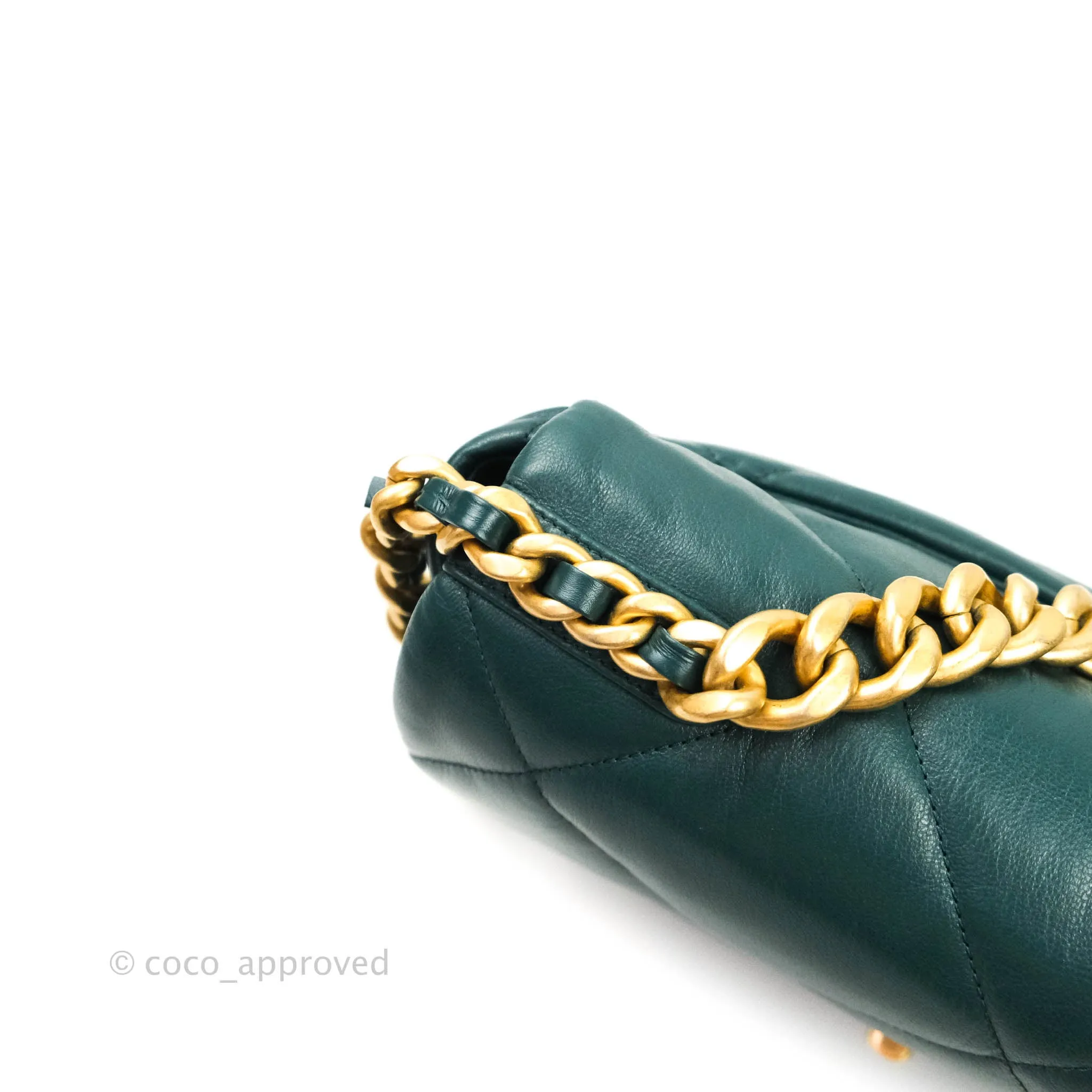 Chanel 19 Medium Dark Green Mixed Hardware Goatskin
