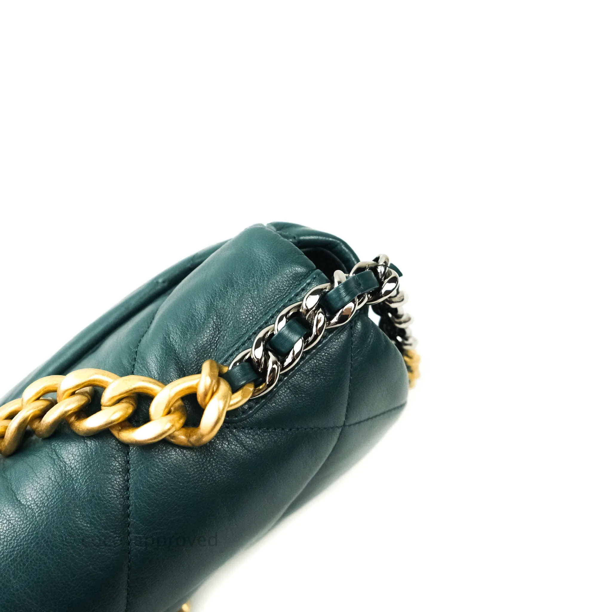 Chanel 19 Medium Dark Green Mixed Hardware Goatskin
