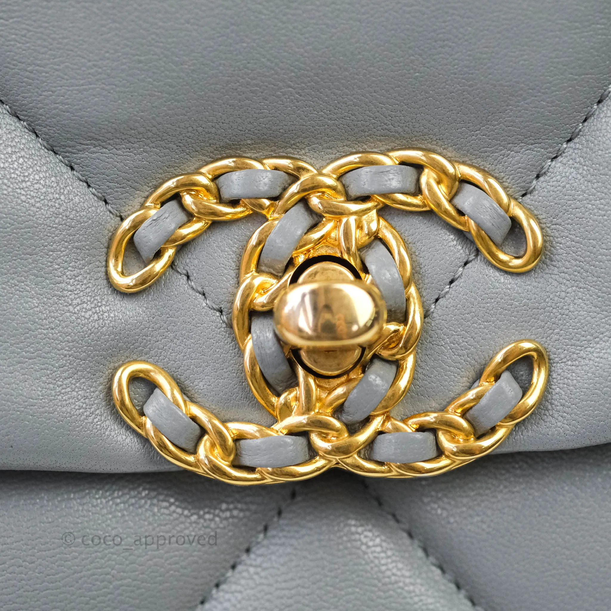 Chanel 19 Medium Grey Mixed Hardware Goatskin